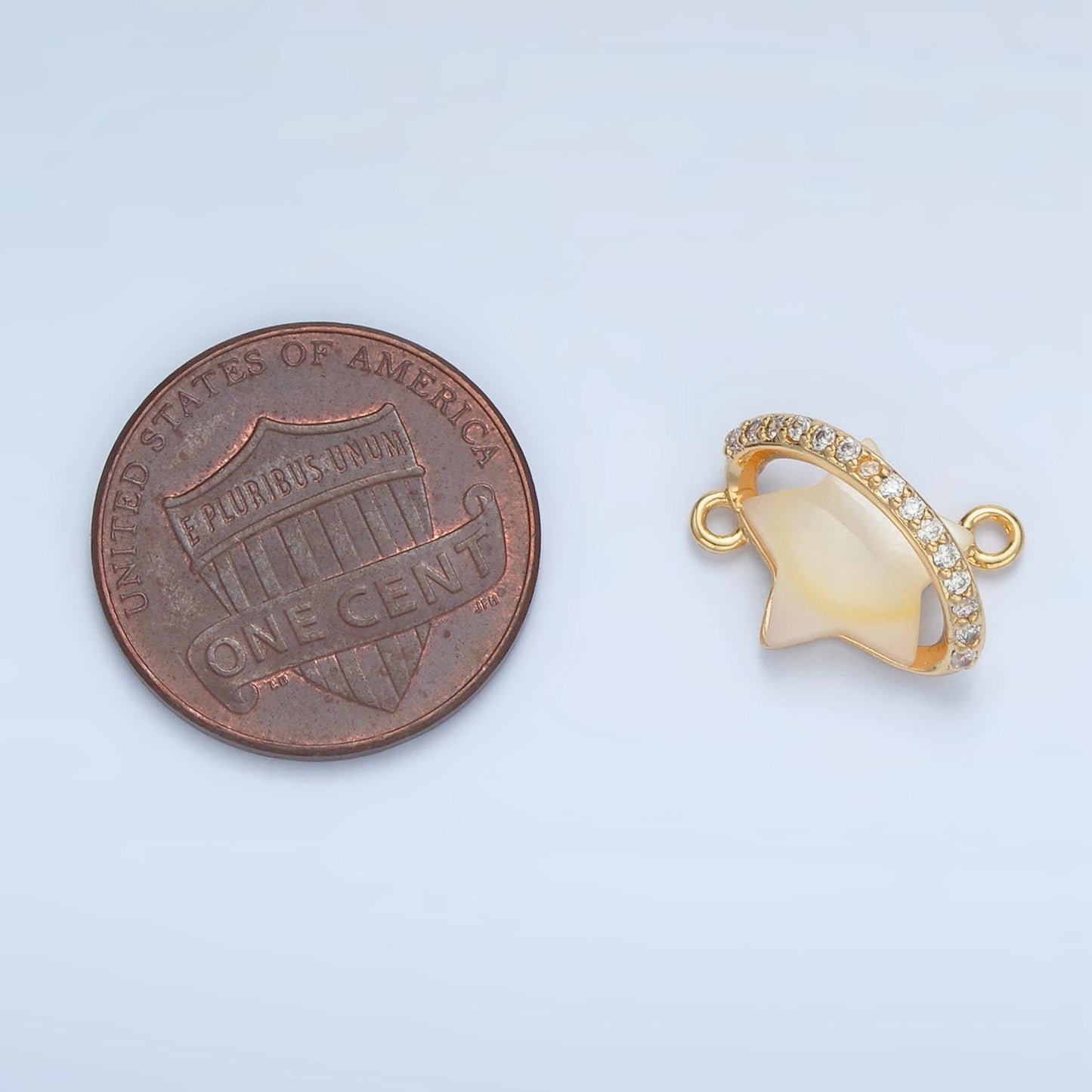 Dainty North Star Balloon Charm Connector, 24K Gold Filled Pearl Star Minimalist Bright Polaris CZ Link Connector for Bracelet Necklace G498