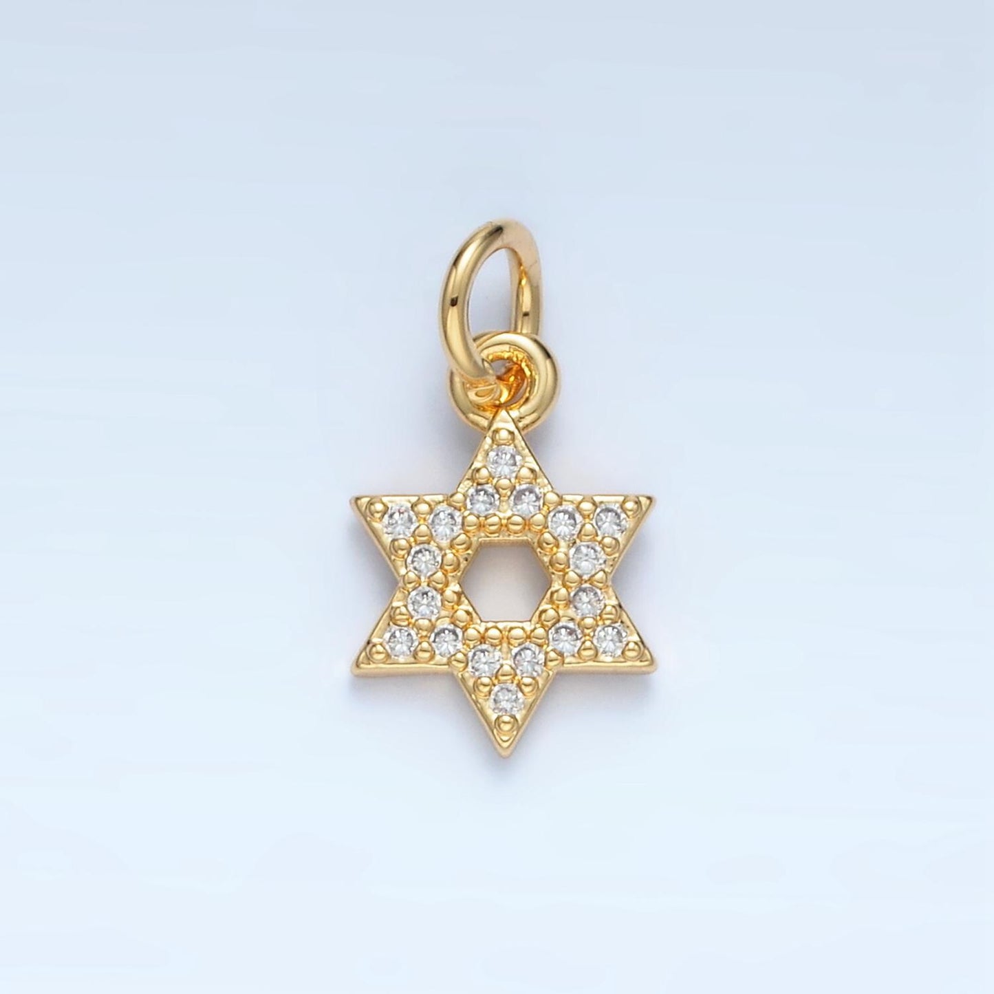 Open Micro Paved CZ Jewish Star Gold Filled in Silver & Gold | E-916