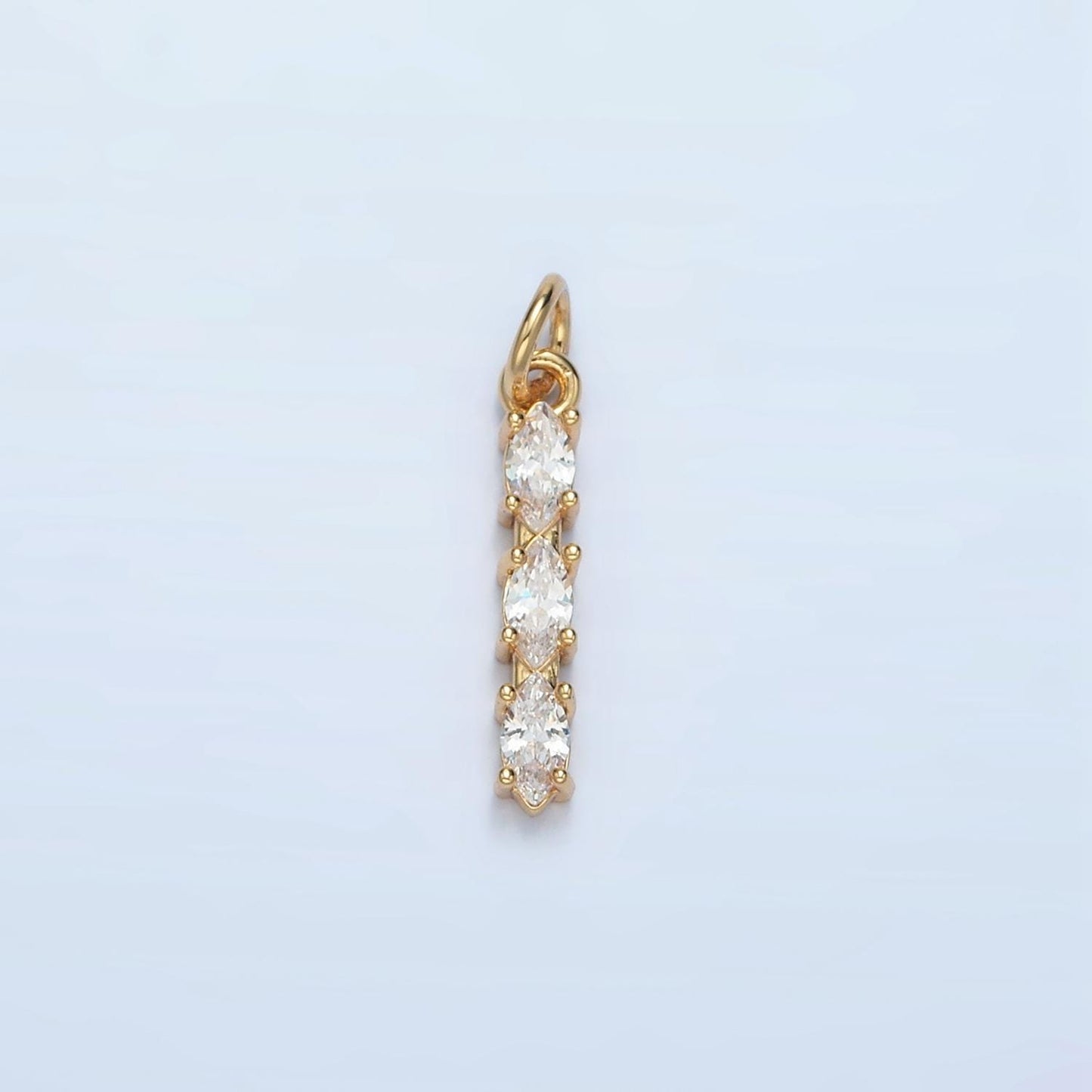 Purple, Green, Clear, Blue, Pink CZ Triple Marquise Linear Charm | X565-X567