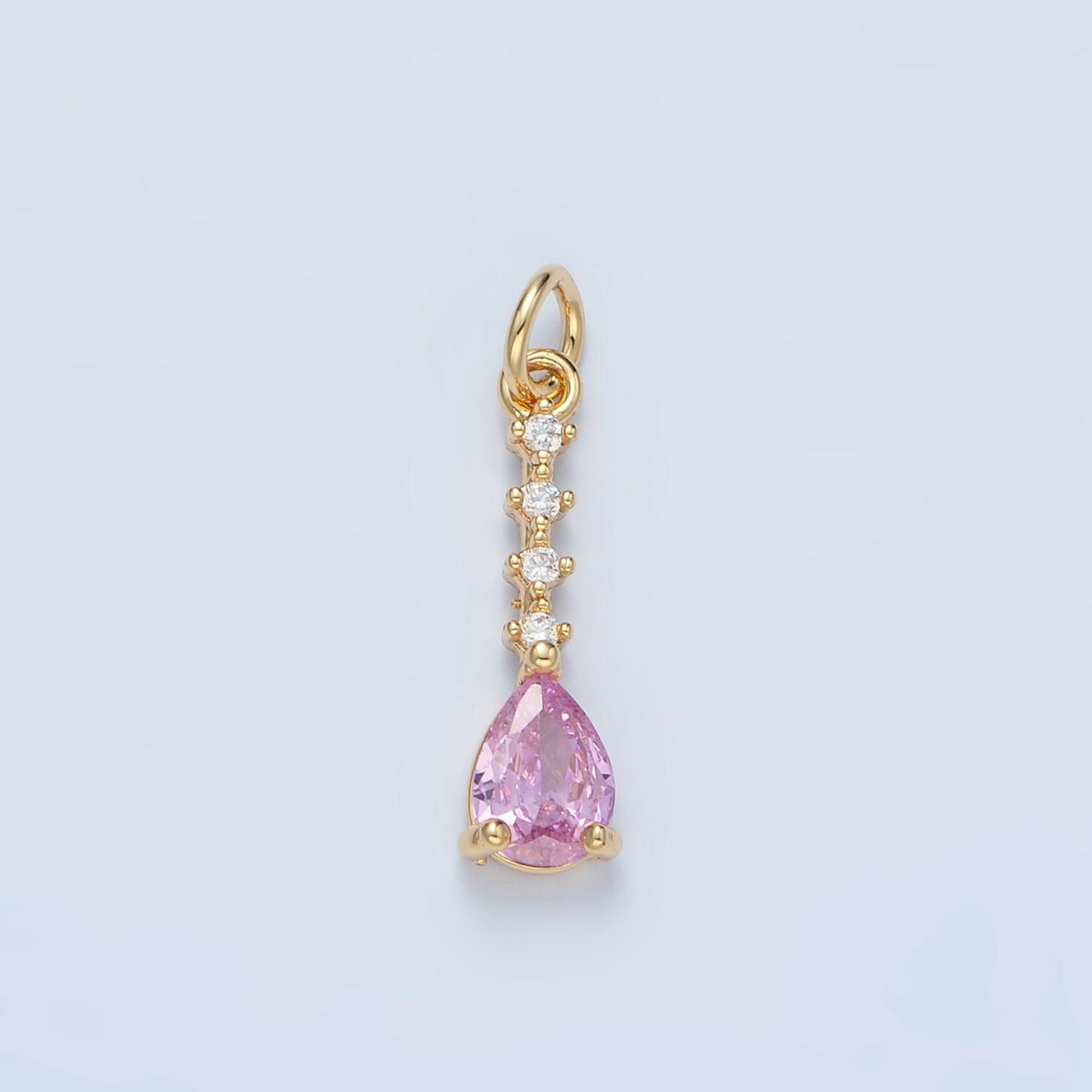 Pink, Yellow & Clear CZ Teardrop Linear Charm | X557-X558