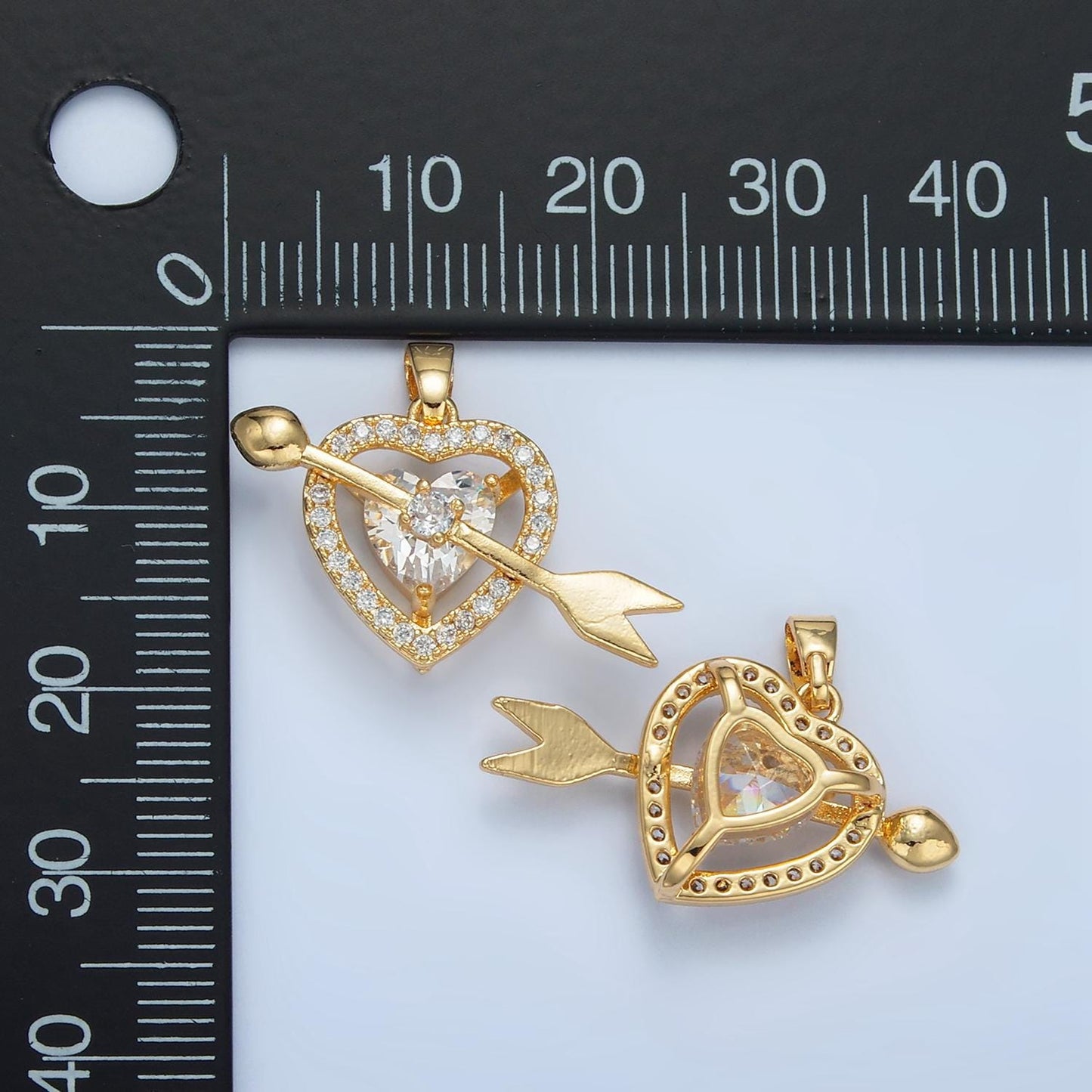 Open Love Heart Micro Paved CZ, 24K Gold Filled Pendant | AA-870