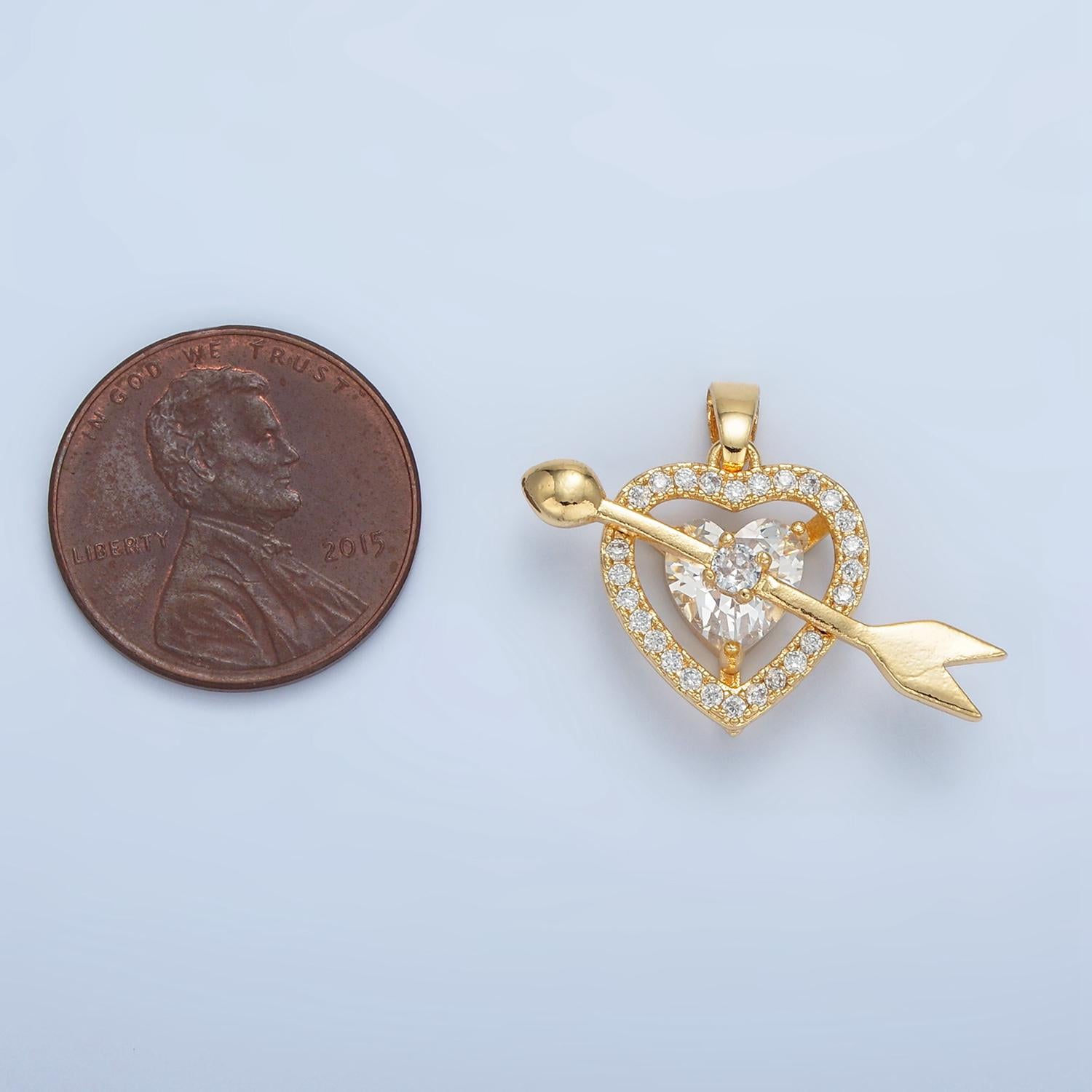 Open Love Heart Micro Paved CZ, 24K Gold Filled Pendant | AA-870