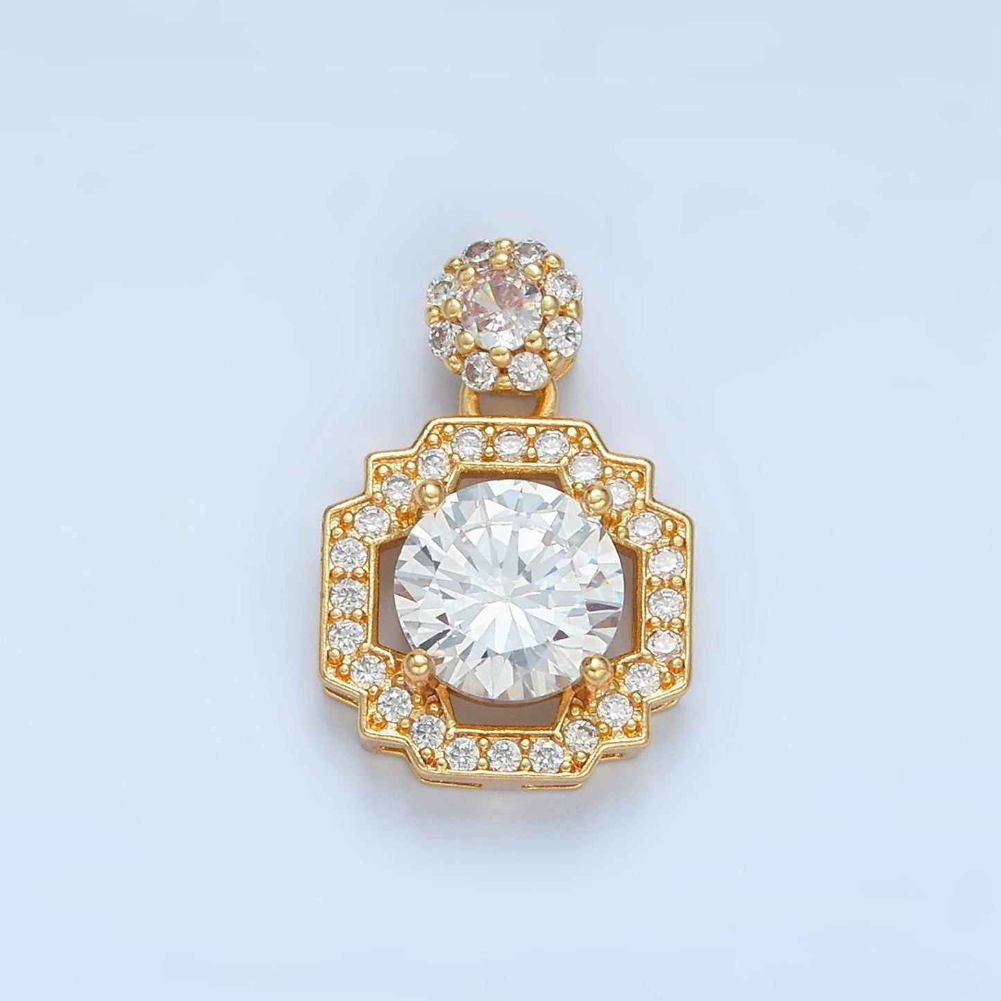 Open Geometric Square Micro Paved CZ, 24K Gold Filled Pendant | AA-893