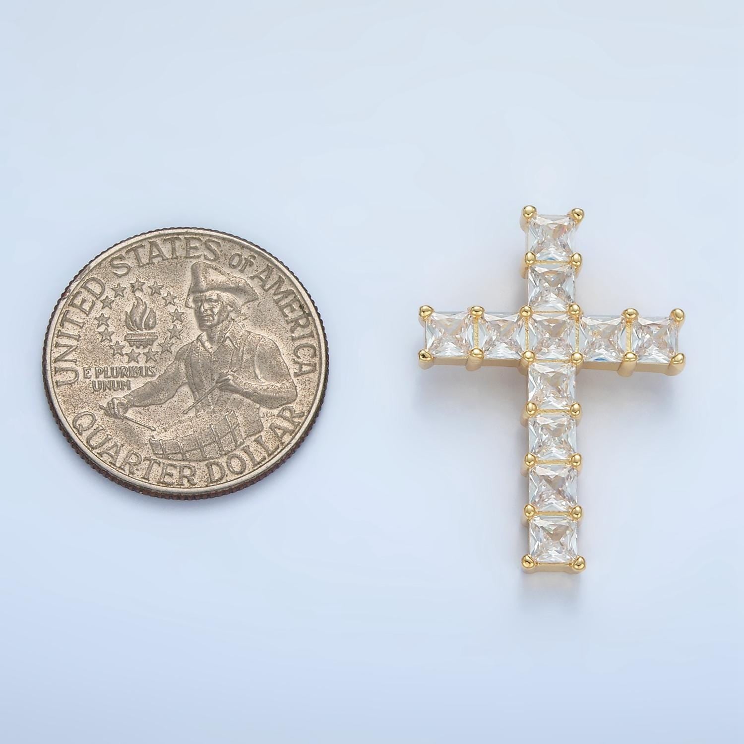 Cubic Paved CZ 24K Gold Filled Religious Cross Pendant | AA-869