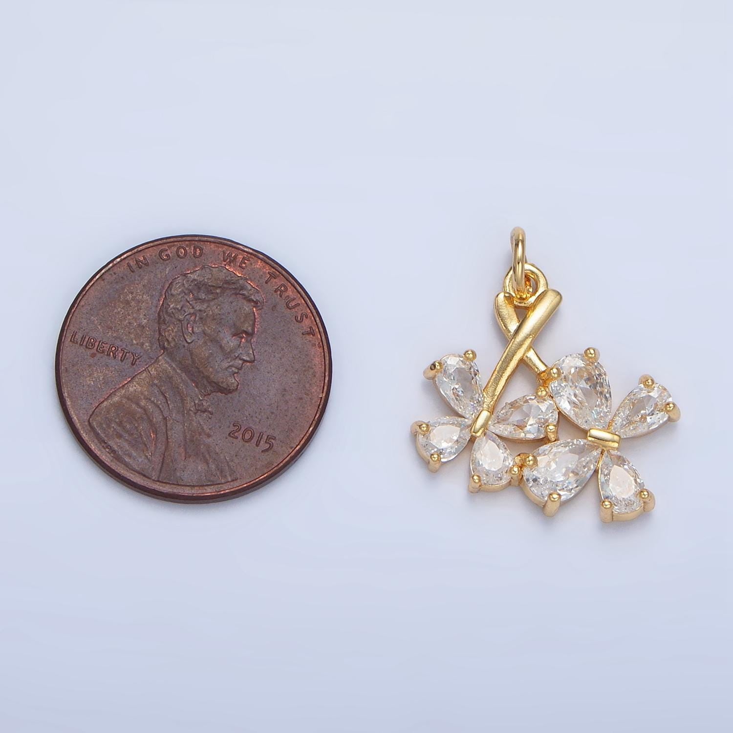Double Clear CZ Paved Butterfly, 24K Gold Filled Animal Charm X-712