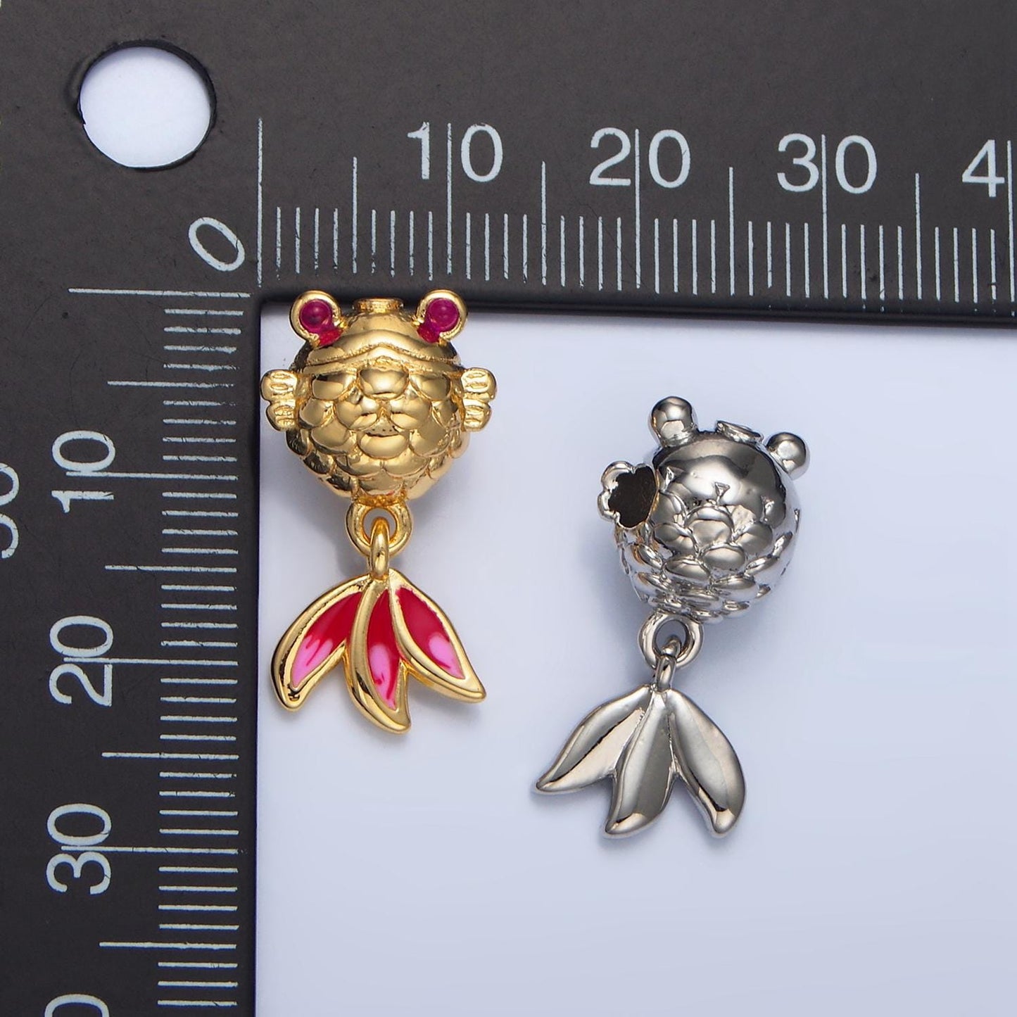 Jumbo Ryukin Goldfish in Gold & Silver, 24K Gold Filled Animal Charm | B-514