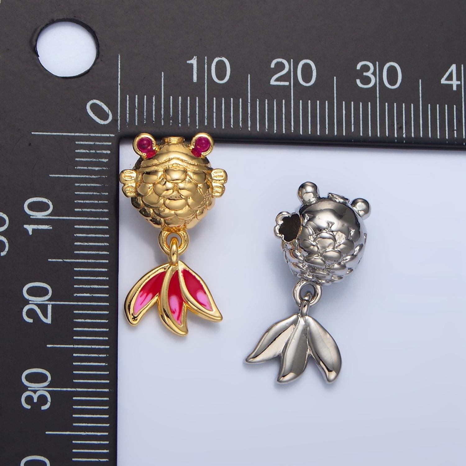 Jumbo Ryukin Goldfish in Gold & Silver, 24K Gold Filled Animal Charm | B-514