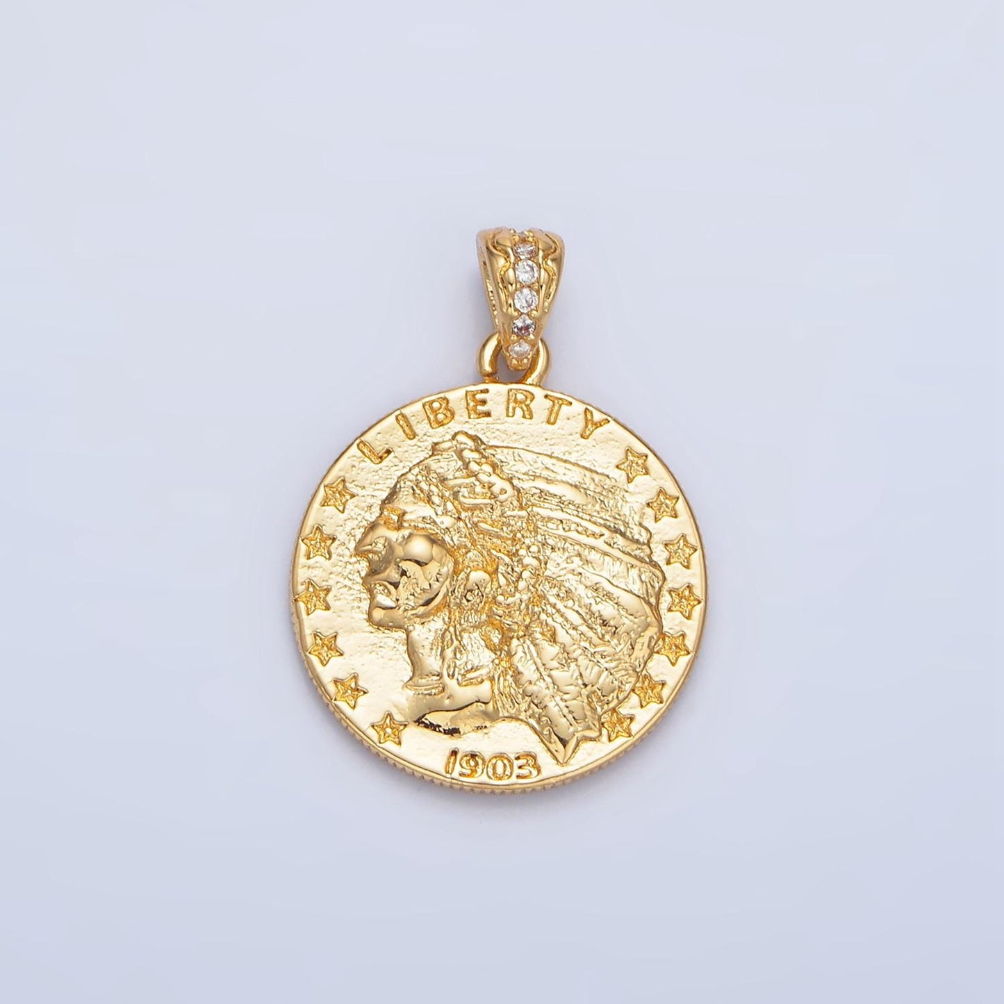 Liberty 1903 'Five Dollar' Coin 24K Gold Filled Pendant in Gold & Silver | AA-940