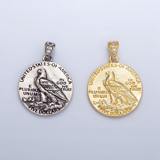 Liberty 1903 'Five Dollar' Coin 24K Gold Filled Pendant in Gold & Silver | AA-940
