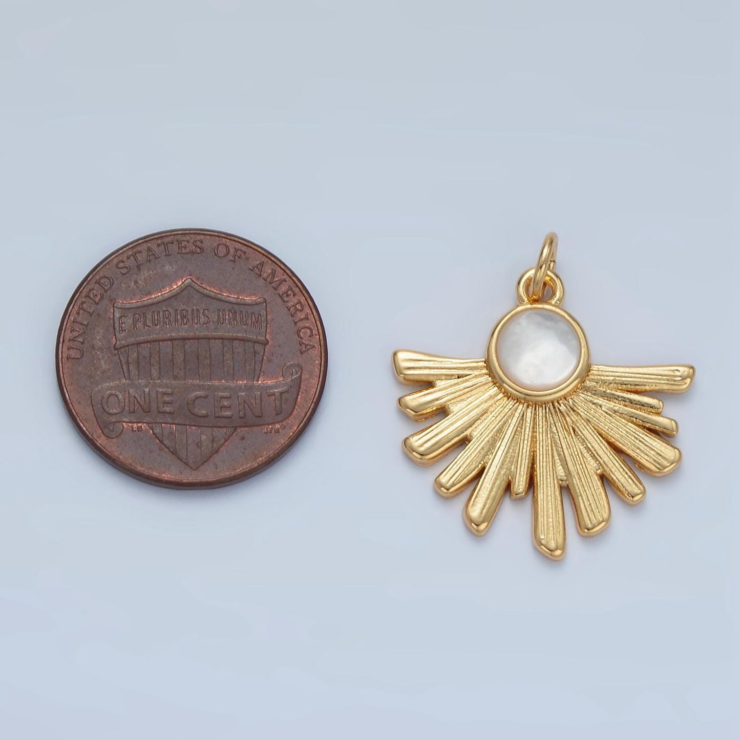 24K Gold Filled Bohemian Pearl Sun Pendant Necklace, Sunray Charm, Celestial Sunbeam Inspired X302