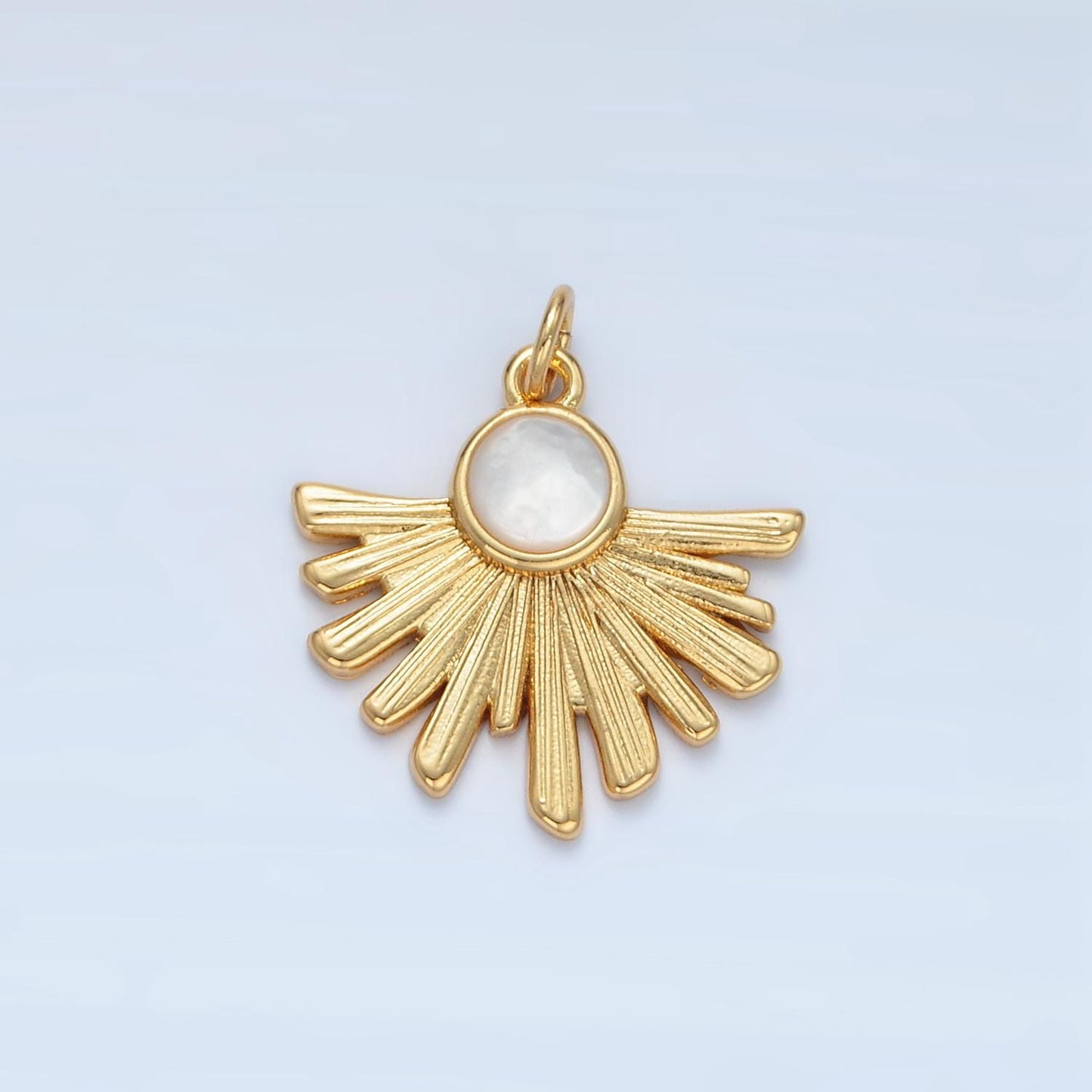 24K Gold Filled Bohemian Pearl Sun Pendant Necklace, Sunray Charm, Celestial Sunbeam Inspired X302