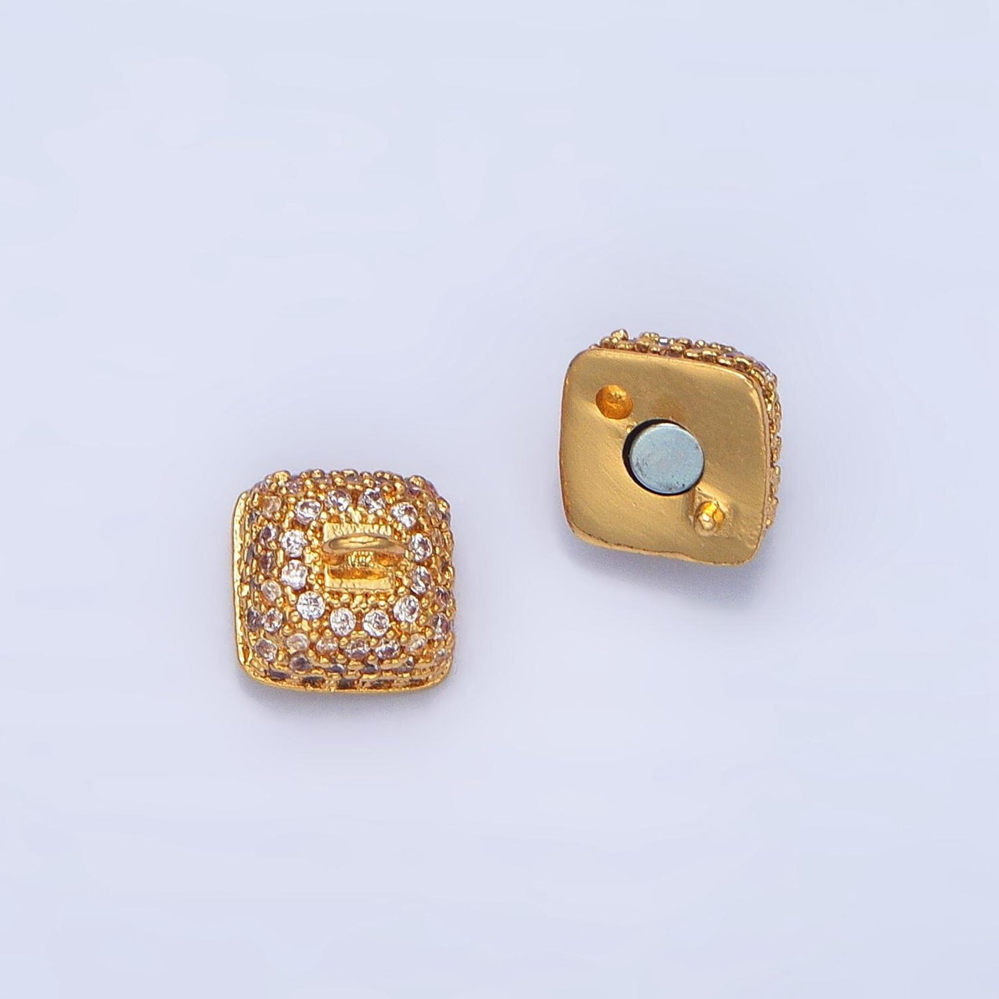Gold Cube Magnetic Jewelry Clasp Gold Micro Pave Clasp Dainty Square Style Clasp for Jewelry Making Findings Z895