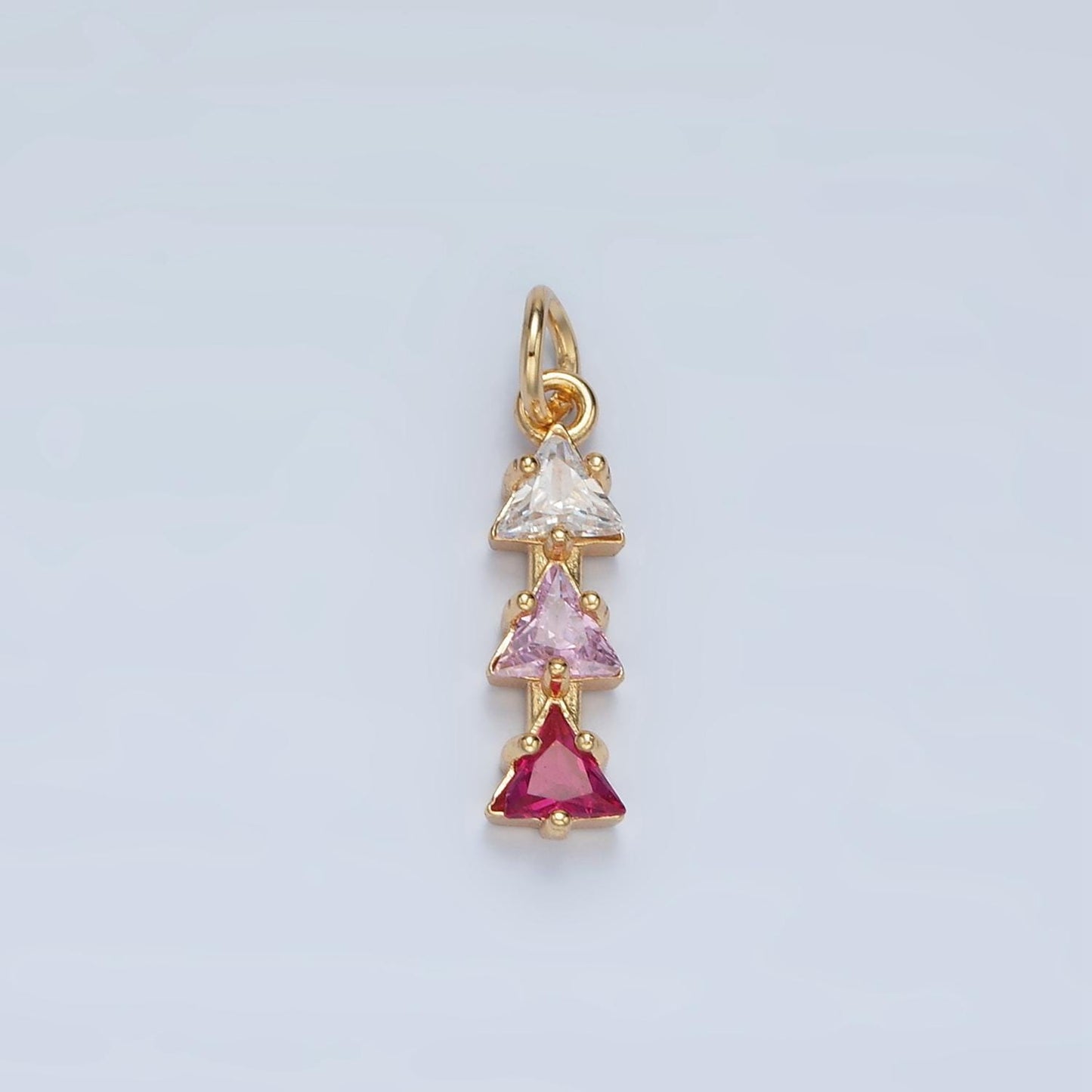 Mini Triple Triangle Charms 14k Gold Filled Cluster cz Charms Colorful Geometric Charm Finding for Bracelet Necklace Earring Making AG896