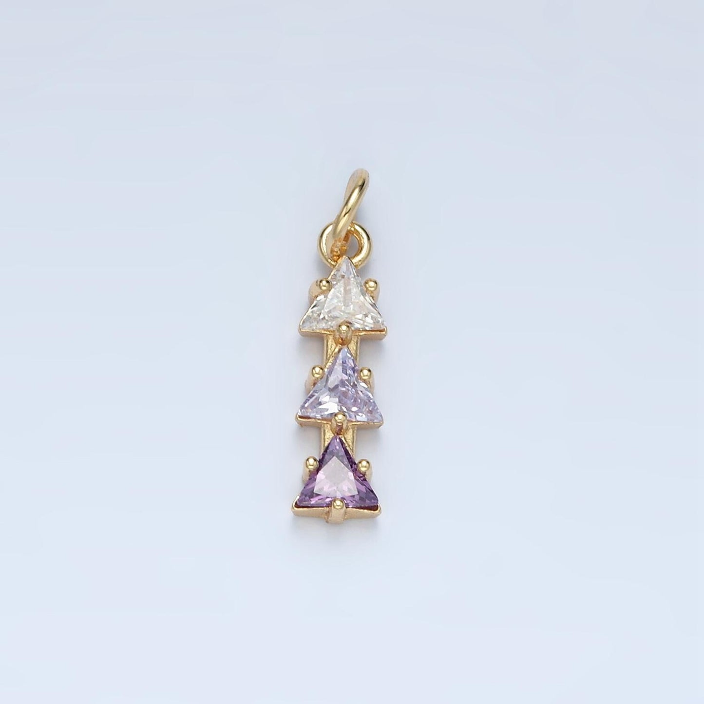 Mini Triple Triangle Charms 14k Gold Filled Cluster cz Charms Colorful Geometric Charm Finding for Bracelet Necklace Earring Making AG896