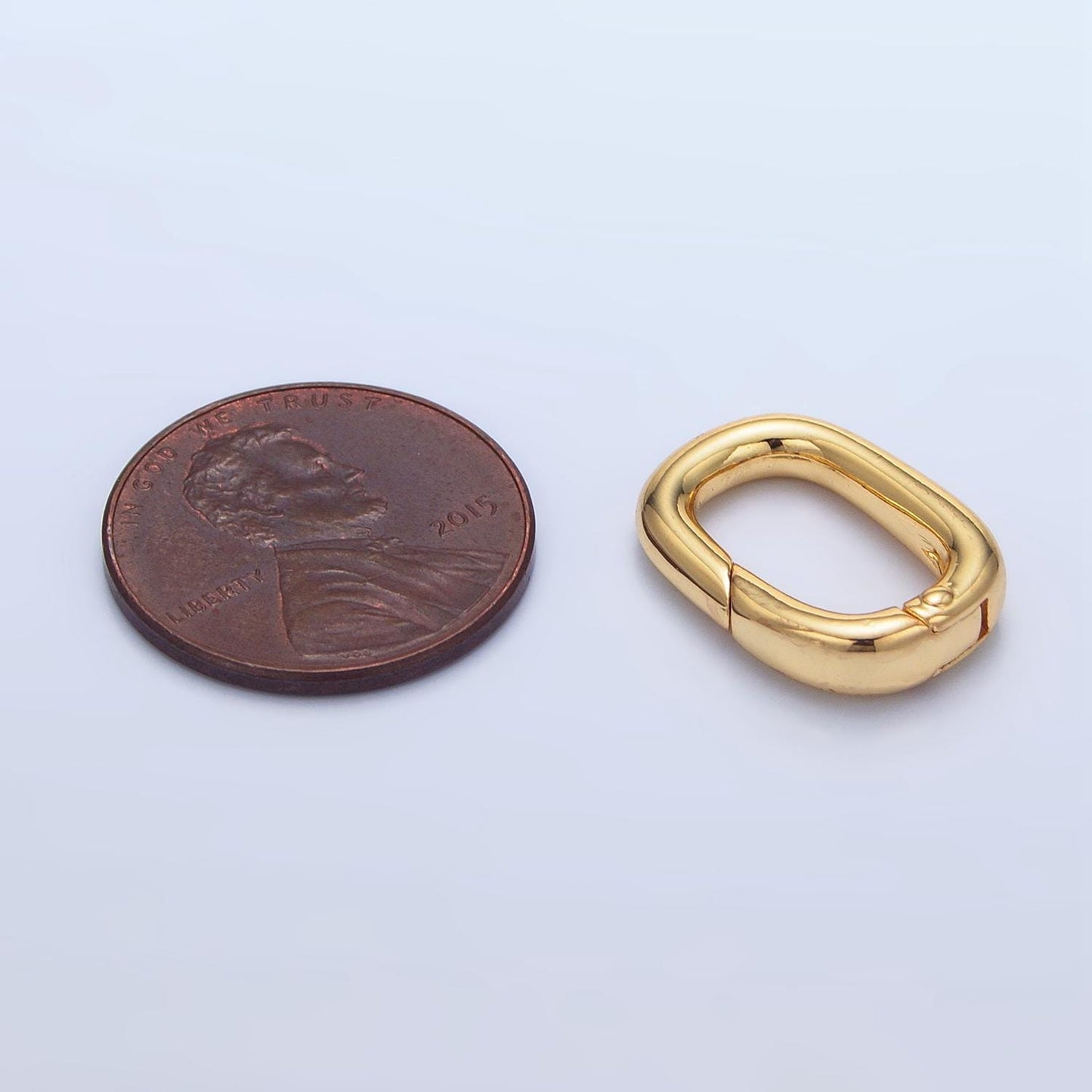 Mini Gold Spring Gate Ring, Push Gate ring 12.4 x 17.5mm Oval Ring Charm Holder Gold Silver Clasp for Jewelry Making Supply Z959
