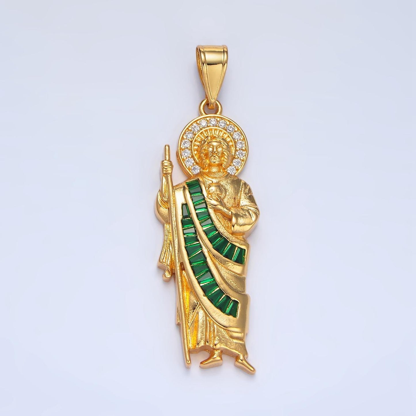 24k Gold Filled Saint Jude Necklace Pendant San Judas Tadeo Cadena Religious Saint Jude Grandiosa Cadena de San Judas Catholic Pendant AA895