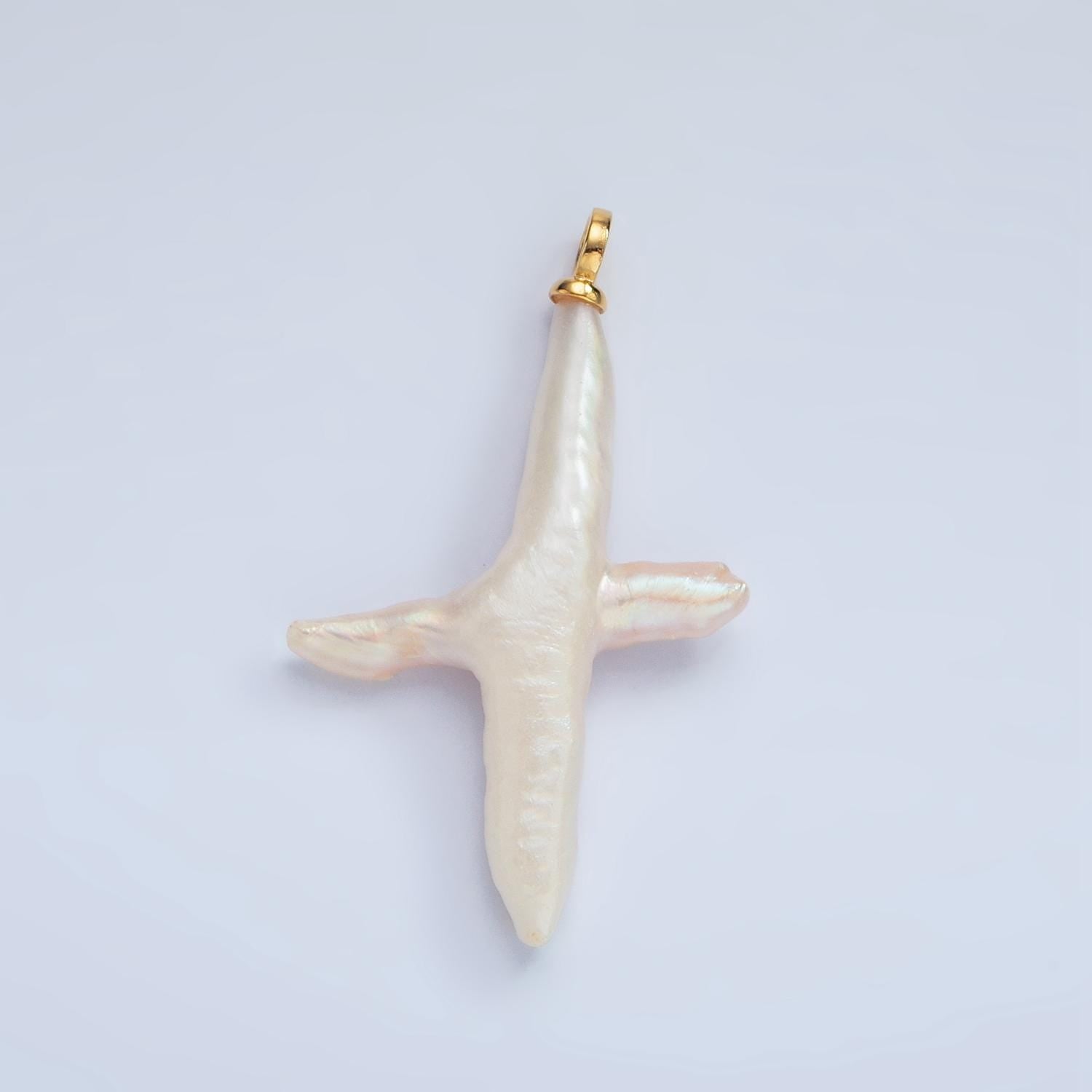Gold White Cross Pearls Charm Gold Mauve Baroque Freshwater Pearls For Necklace Bracelet Earring Religious Jewelry Making Minimalist P1871