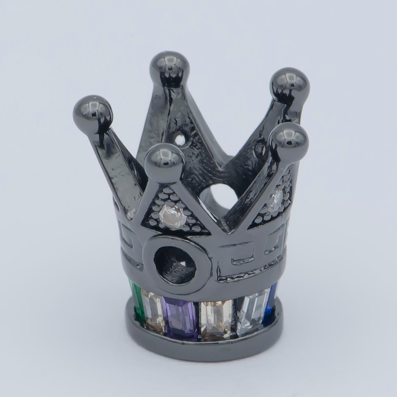 1pc Gold Crown Beads Spacer Crown Beads for DIY Necklace Beads Silver Black CZ Bracelet Bead Supply B570