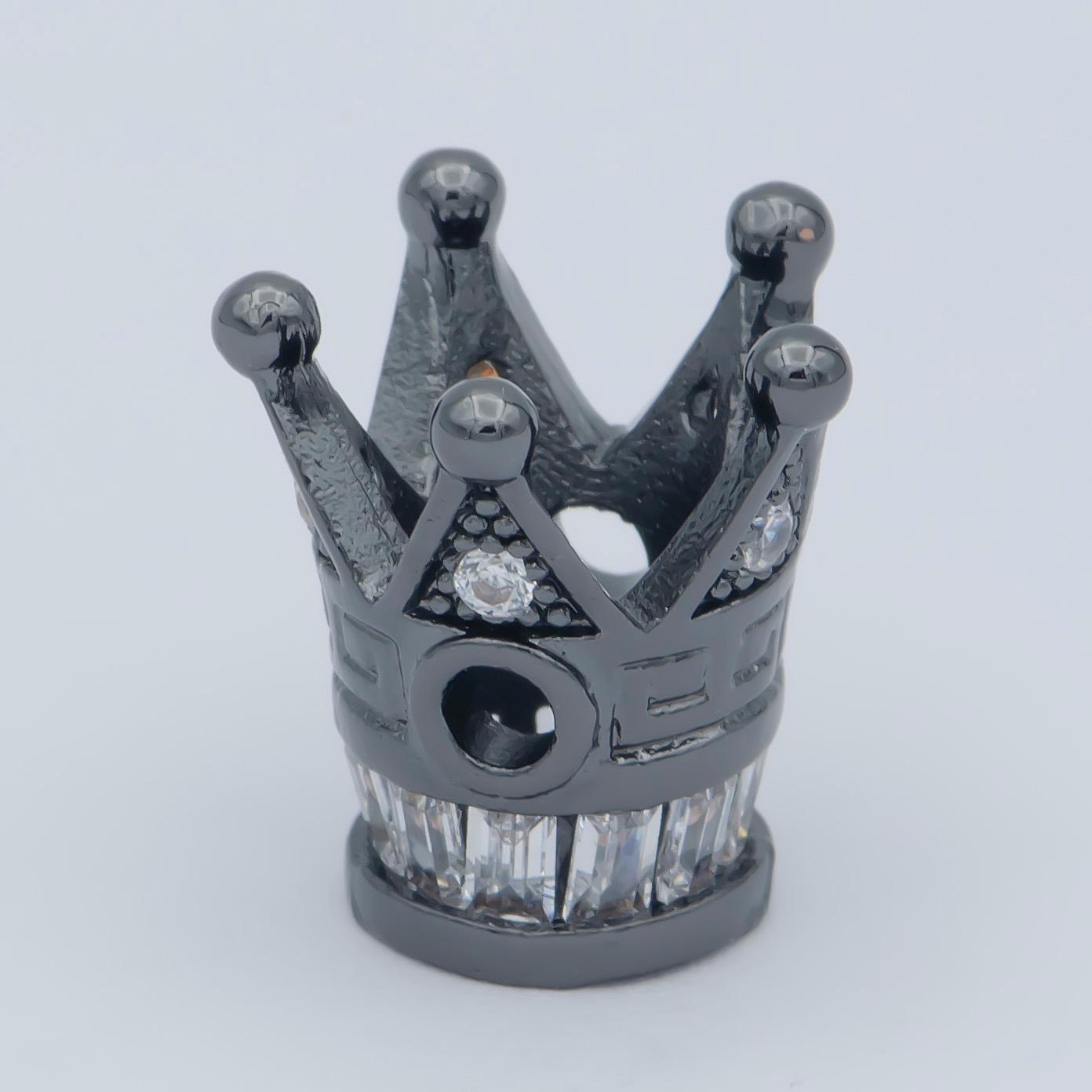 1pc Gold Crown Beads Spacer Crown Beads for DIY Necklace Beads Silver Black CZ Bracelet Bead Supply B570