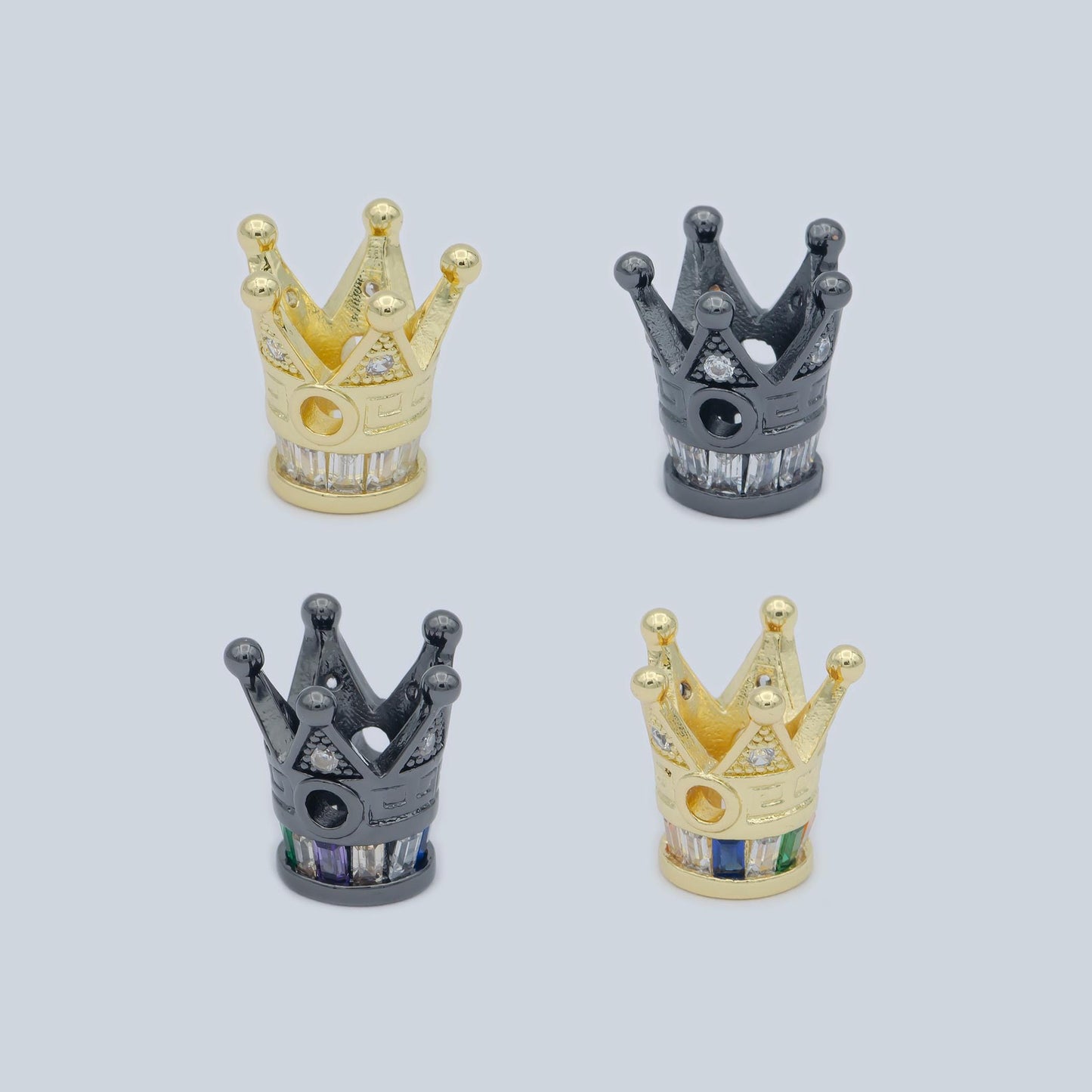 1pc Gold Crown Beads Spacer Crown Beads for DIY Necklace Beads Silver Black CZ Bracelet Bead Supply B570
