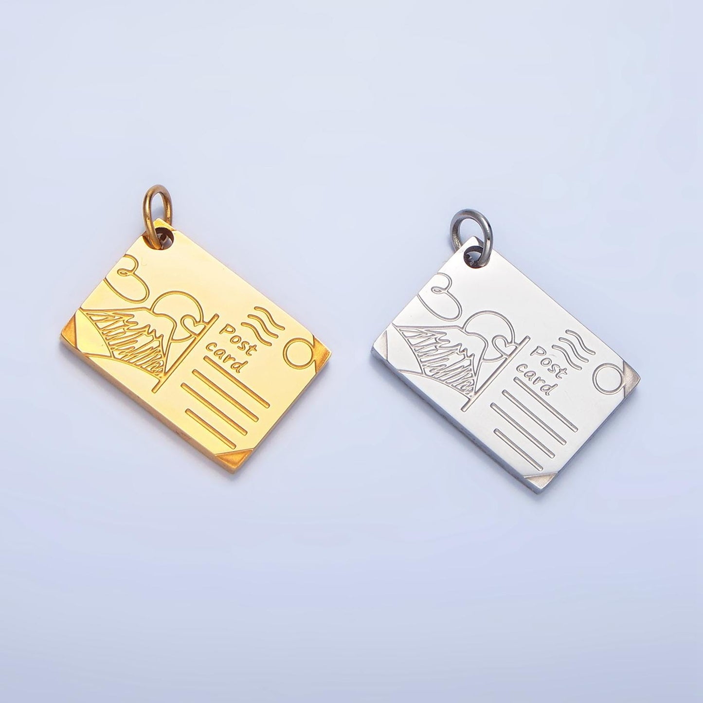 Limited Edition Stainless Steel Postcard Charm Paris Japan Travel Pendant | P-1262,P-1229,P-1248,P-1258,P-1259