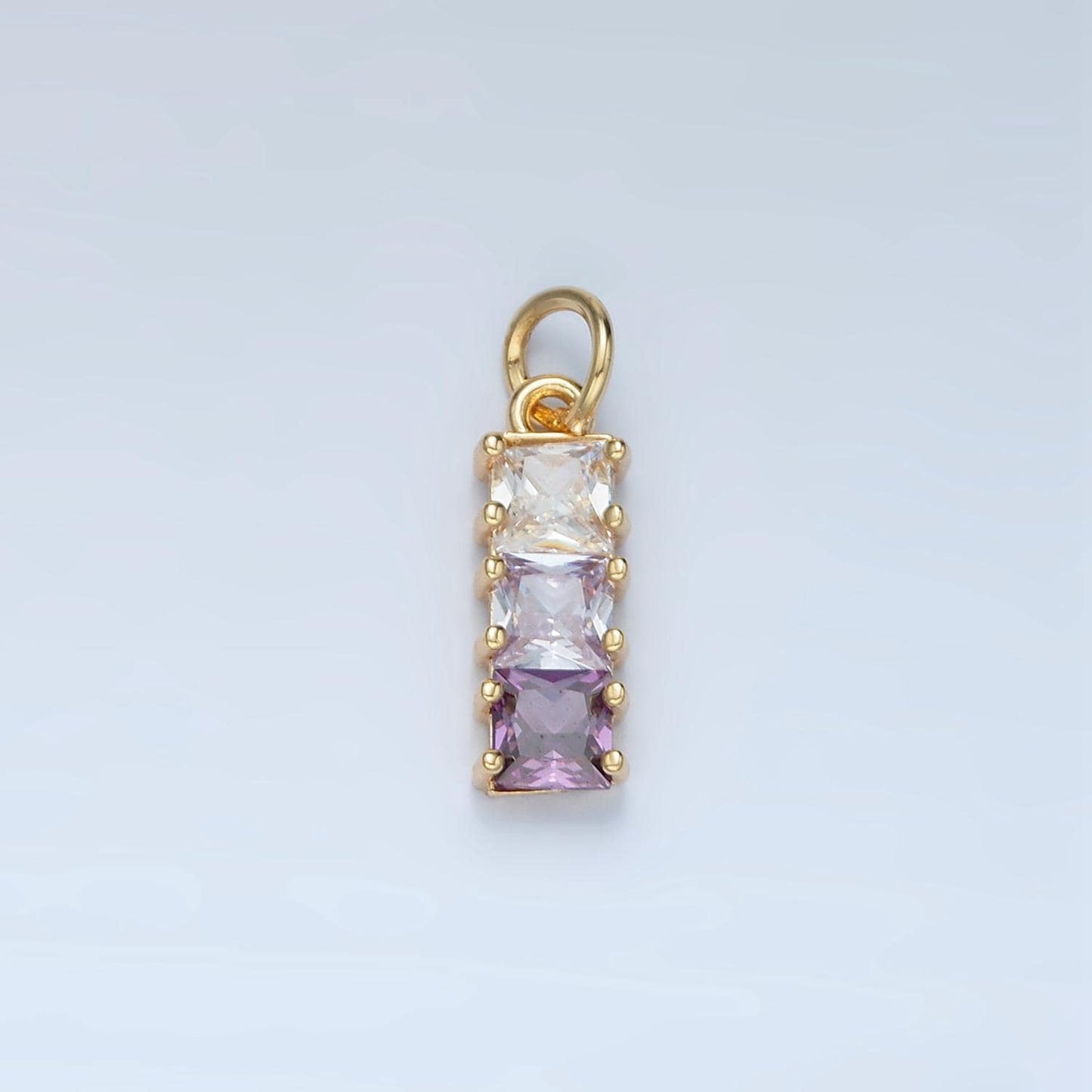 Mini Square Charm 14k Gold Filled Cluster Gradient CZ Colorful Geometric Charm Finding for Bracelet Necklace Earring Making AG898