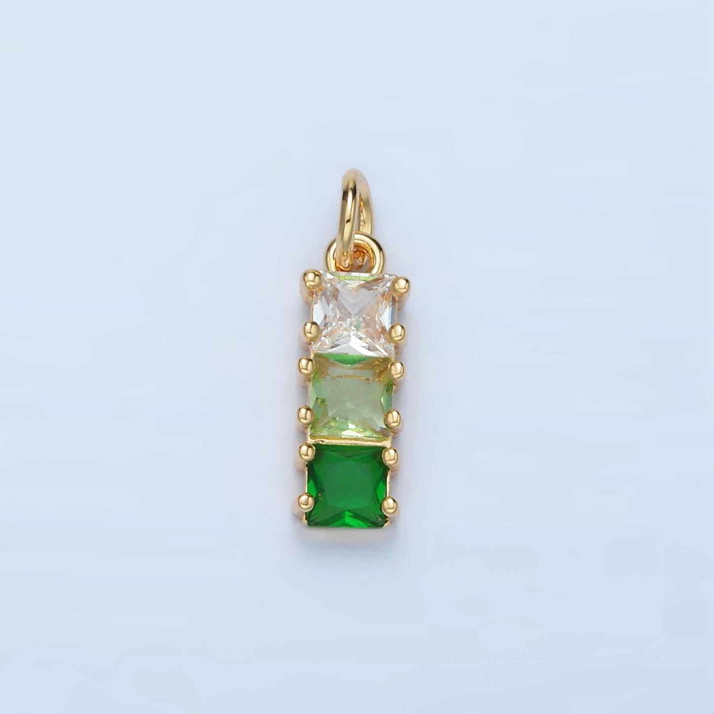 Mini Square Charm 14k Gold Filled Cluster Gradient CZ Colorful Geometric Charm Finding for Bracelet Necklace Earring Making AG898