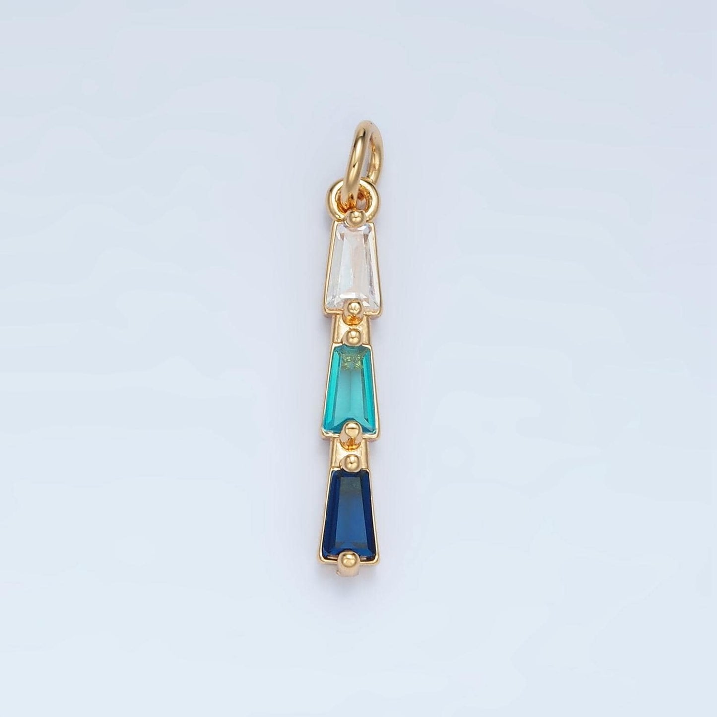 Mini Baguette Charm 14k Gold Filled Cluster CZ Gradient Colorful Geometric Charm Finding for Bracelet Necklace Earring Making AG900