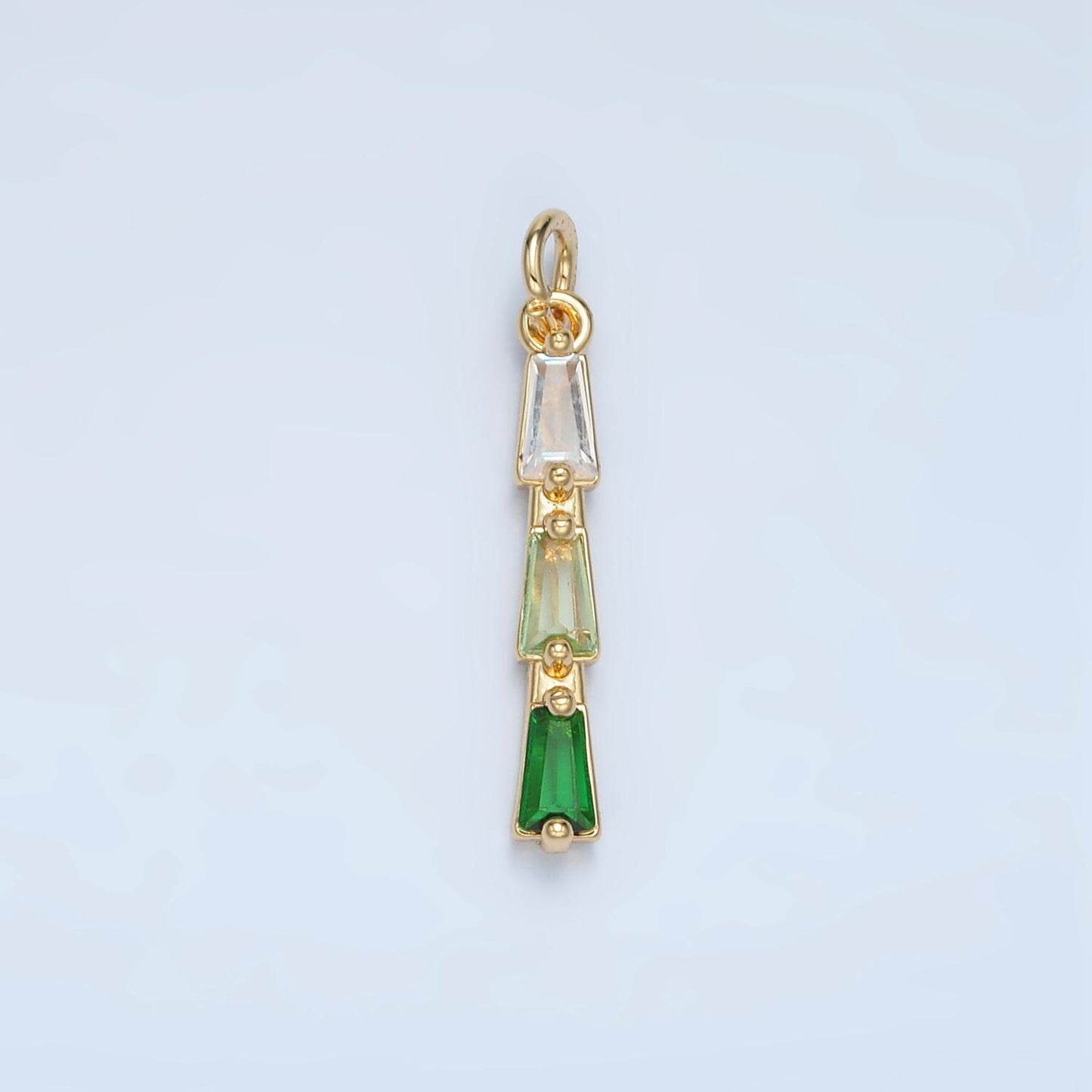 Mini Baguette Charm 14k Gold Filled Cluster CZ Gradient Colorful Geometric Charm Finding for Bracelet Necklace Earring Making AG900