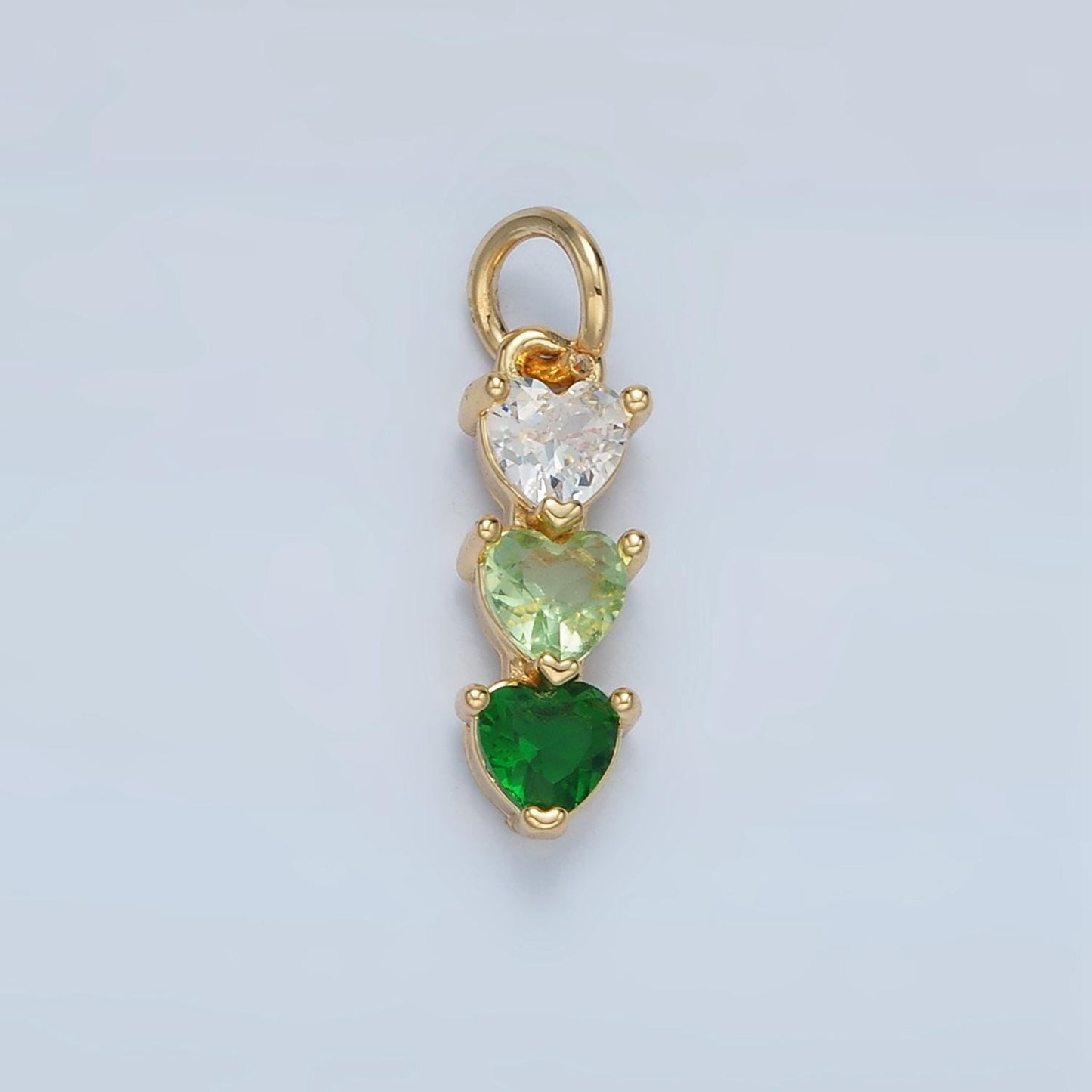 Mini Heart Charm 14k Gold Filled Cluster Gradient CZ Colorful Geometric Charm Finding for Bracelet Necklace Earring Making AG898