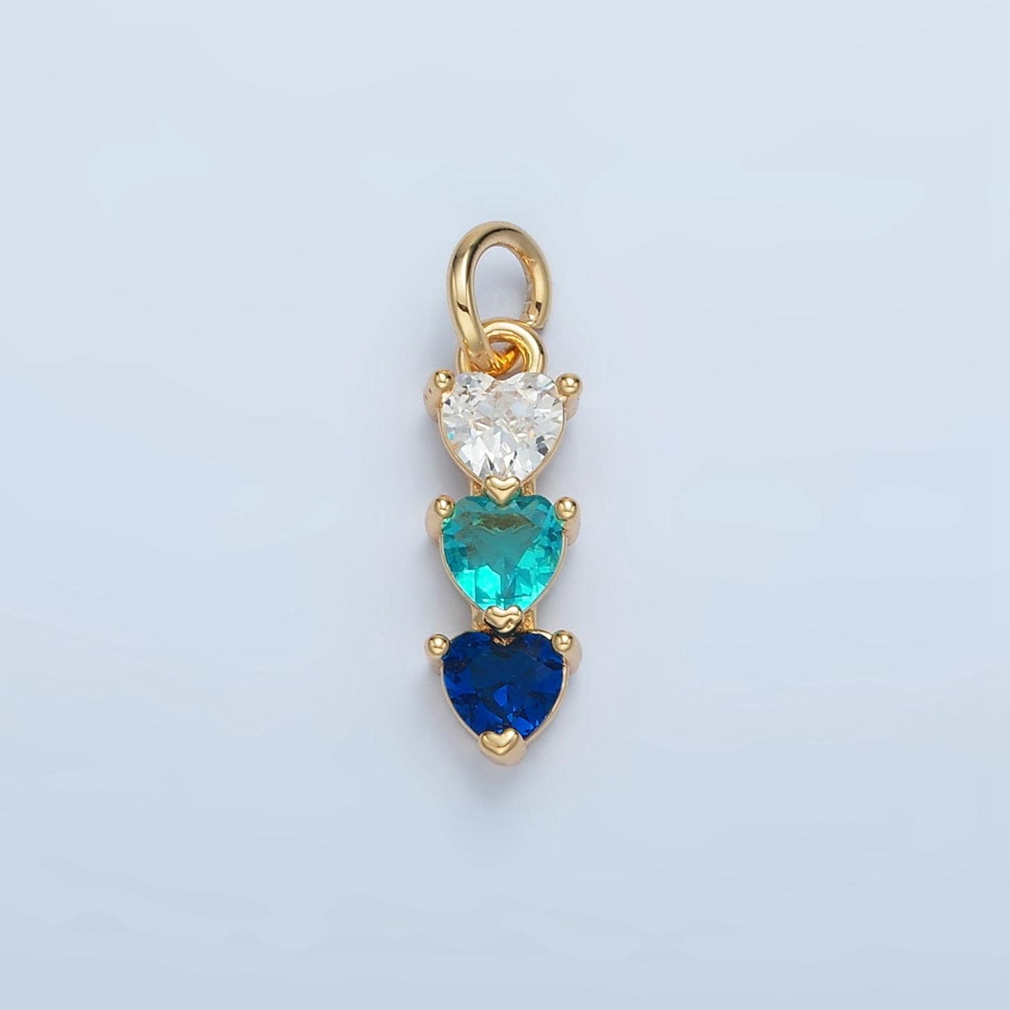 Mini Heart Charm 14k Gold Filled Cluster Gradient CZ Colorful Geometric Charm Finding for Bracelet Necklace Earring Making AG898