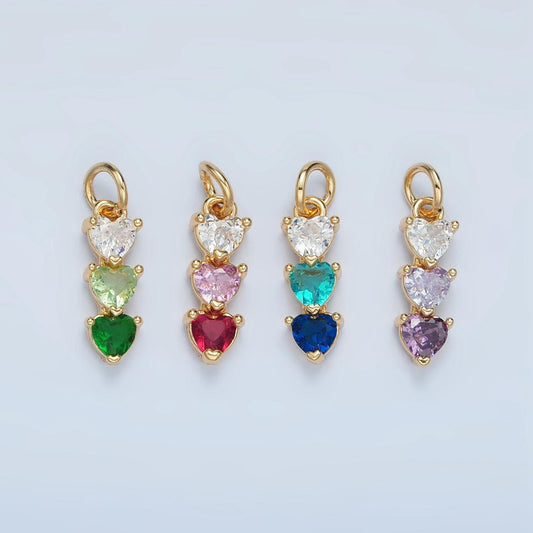 Mini Heart Charm 14k Gold Filled Cluster Gradient CZ Colorful Geometric Charm Finding for Bracelet Necklace Earring Making AG898