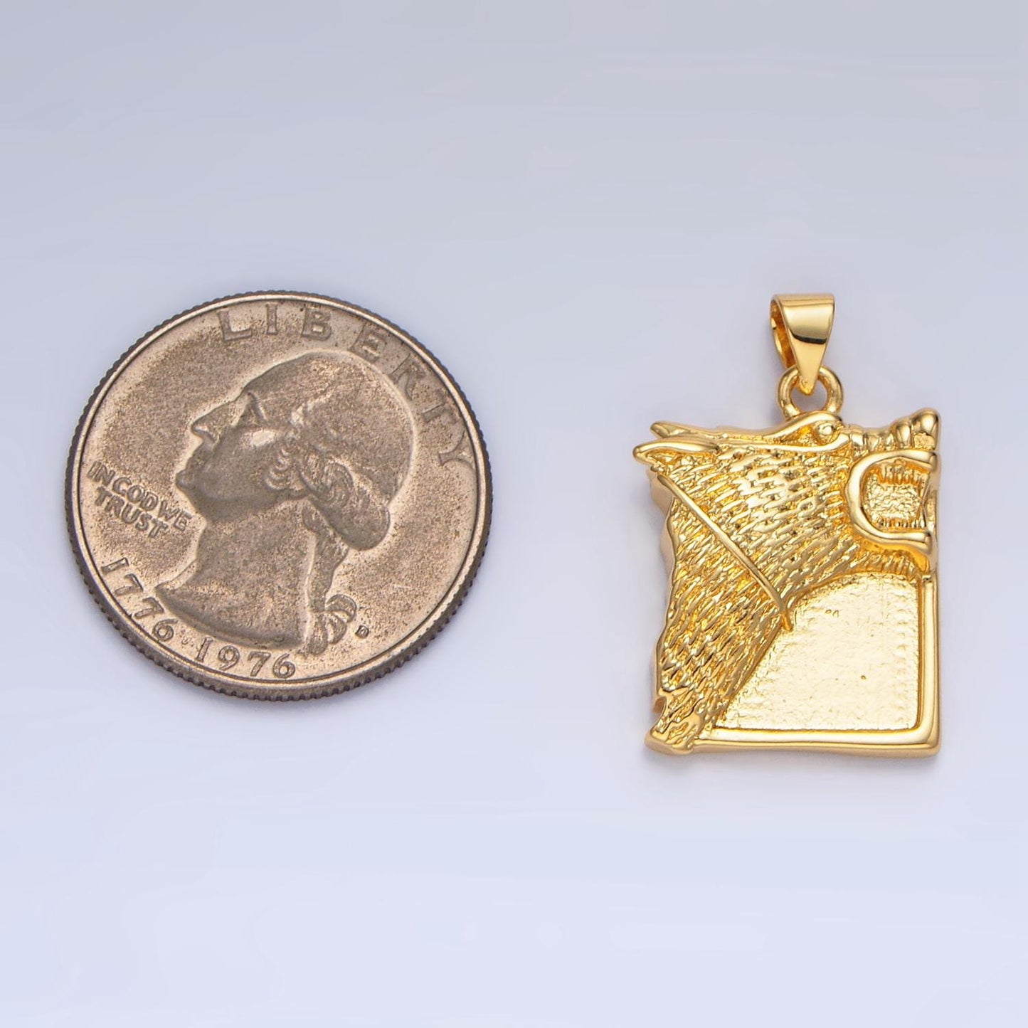 Gold Wolf Charm, 24K Gold Filled Pendant Tag Halloween Wild Animal Necklace Pendant for Men Jewelry Making I633