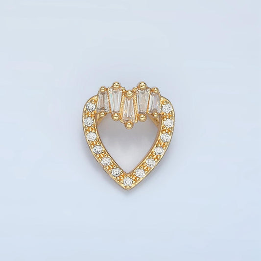 Mini Gold Heart Charm with Clear Baguette Cz Charm AA863