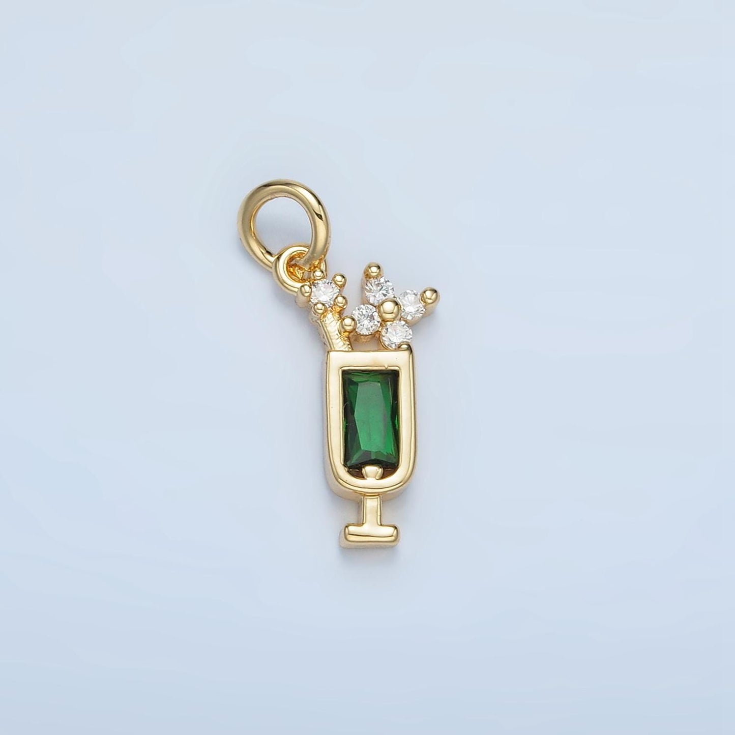 Colorful CZ Paradise Alcohol Drinks Gold Filled Food Charm | W-054 & W-067