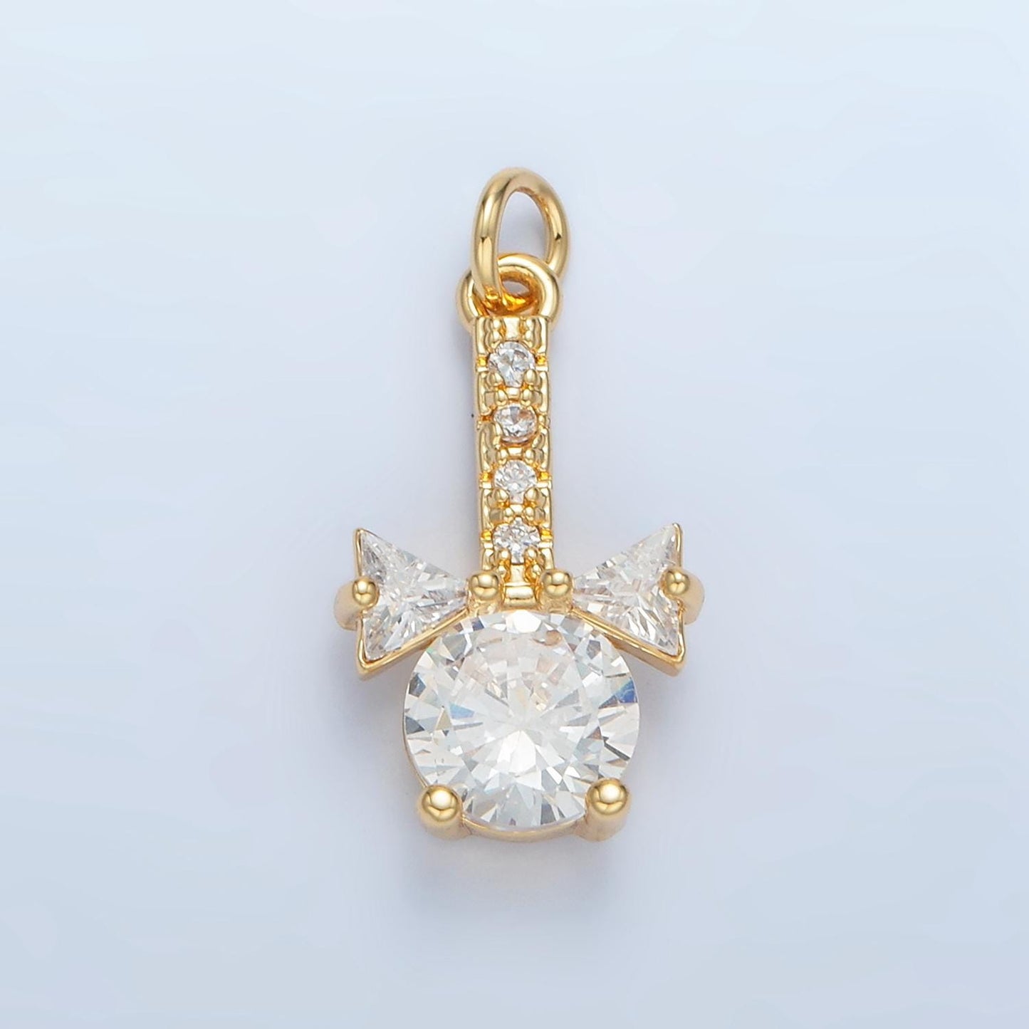 Light Stick w/ Mini Bow CZ Paved Gold Filled Fan-Addicts Mini Charm | X-277