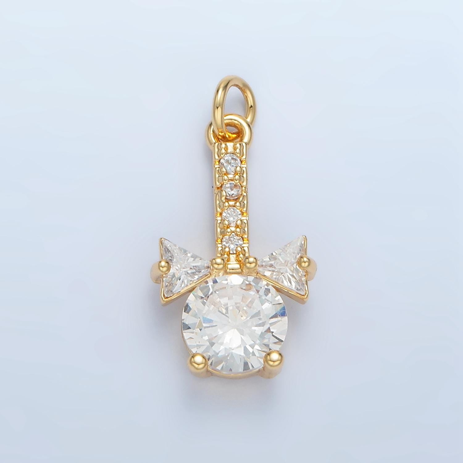 Light Stick w/ Mini Bow CZ Paved Gold Filled Fan-Addicts Mini Charm | X-277