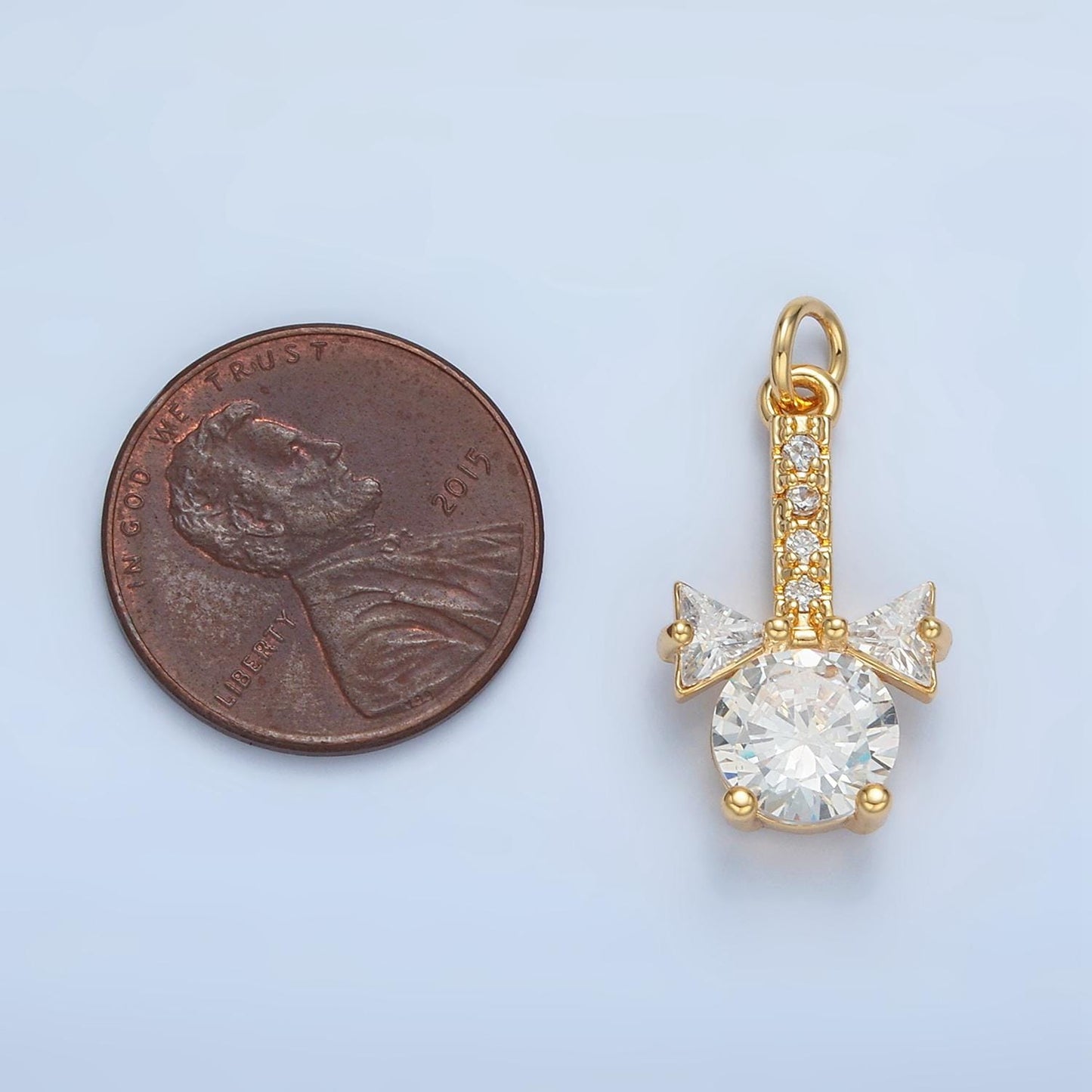 Light Stick w/ Mini Bow CZ Paved Gold Filled Fan-Addicts Mini Charm | X-277
