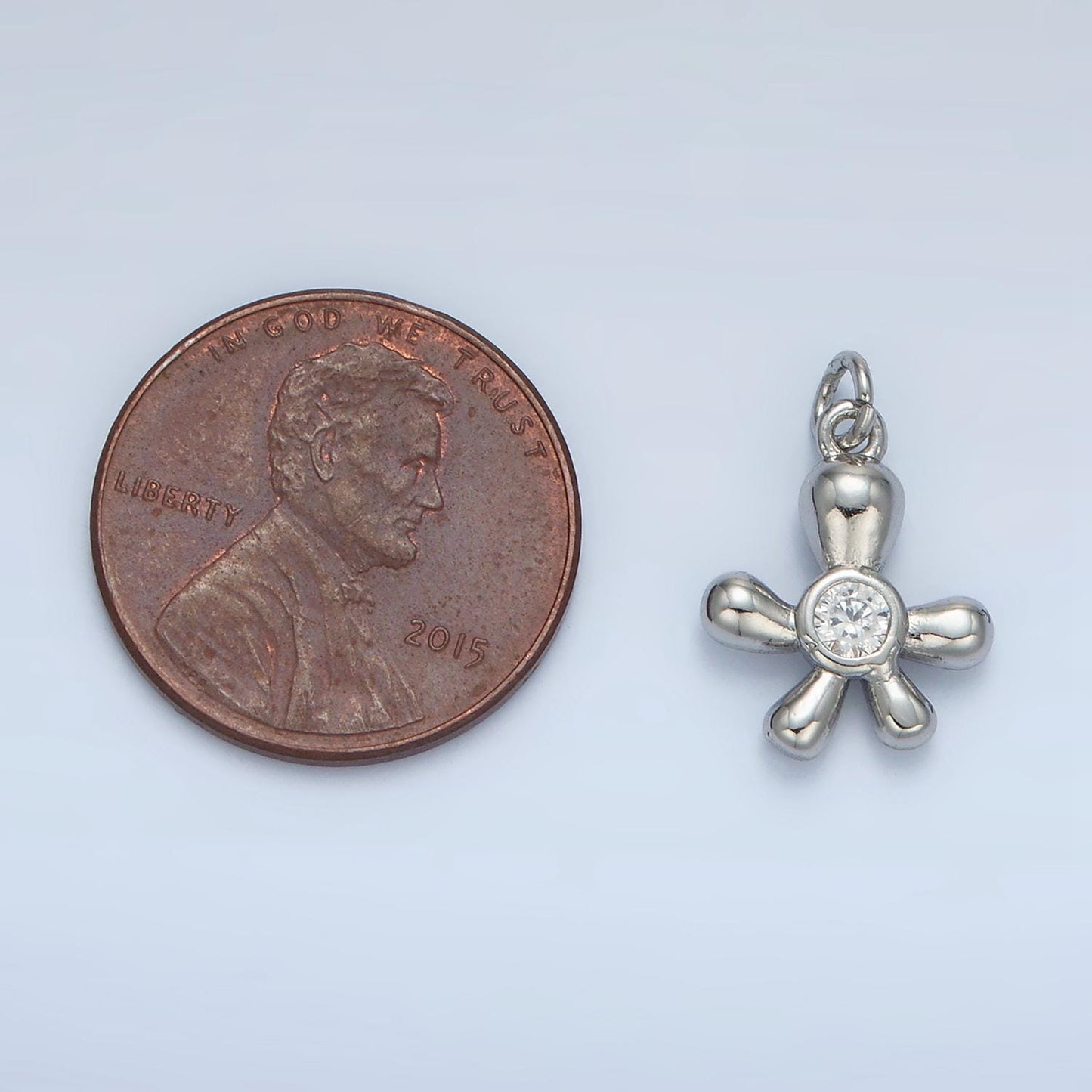 CZ Ocean Coral Flower Silver & Gold Ocean Charm | E-396
