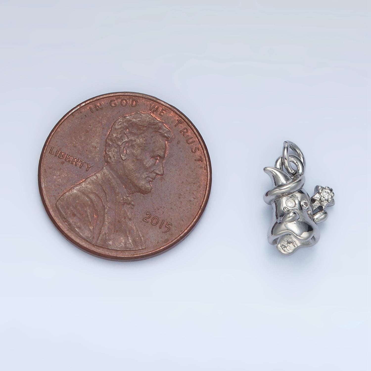 Mini Silver & Gold Ghost Witch CZ Paved Scary Charm | E-392