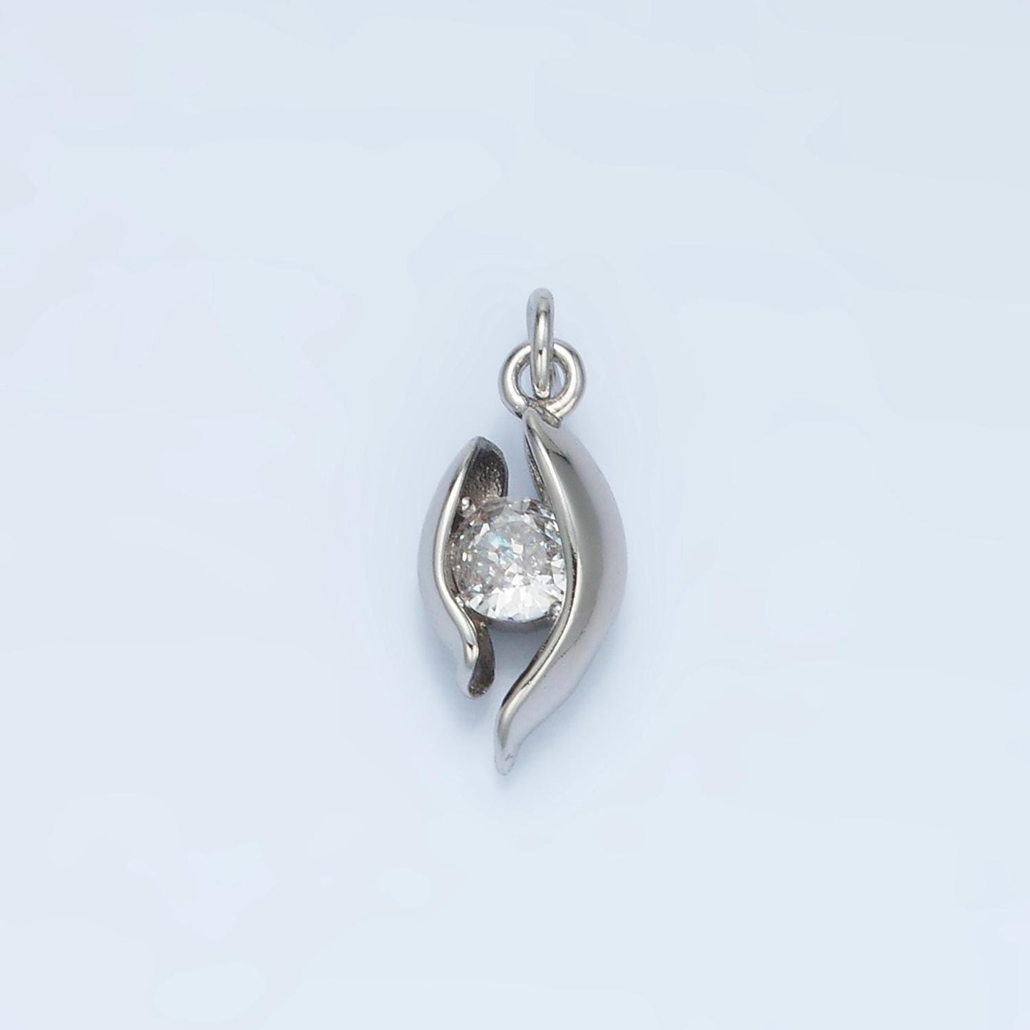 CZ Curved Band Geometric Open Mini Charm in Gold & Silver | E-378
