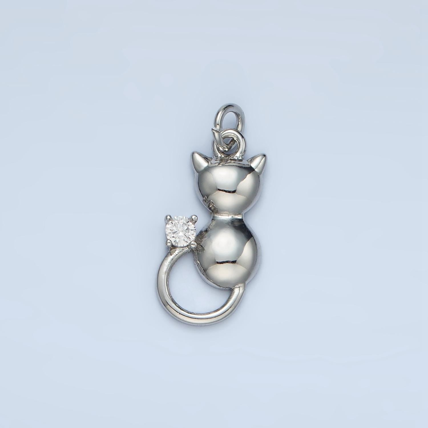 Cat's Back in Gold & Silver for Cat Lovers Animal Charm | E-380
