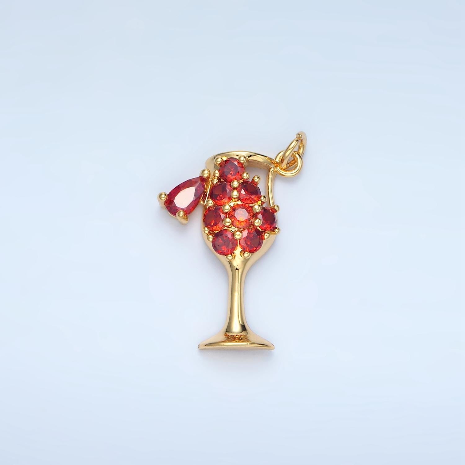 Alcoholic Mimosa Clear, Red, Pink, Purple CZ Drink Charm | E681-E362