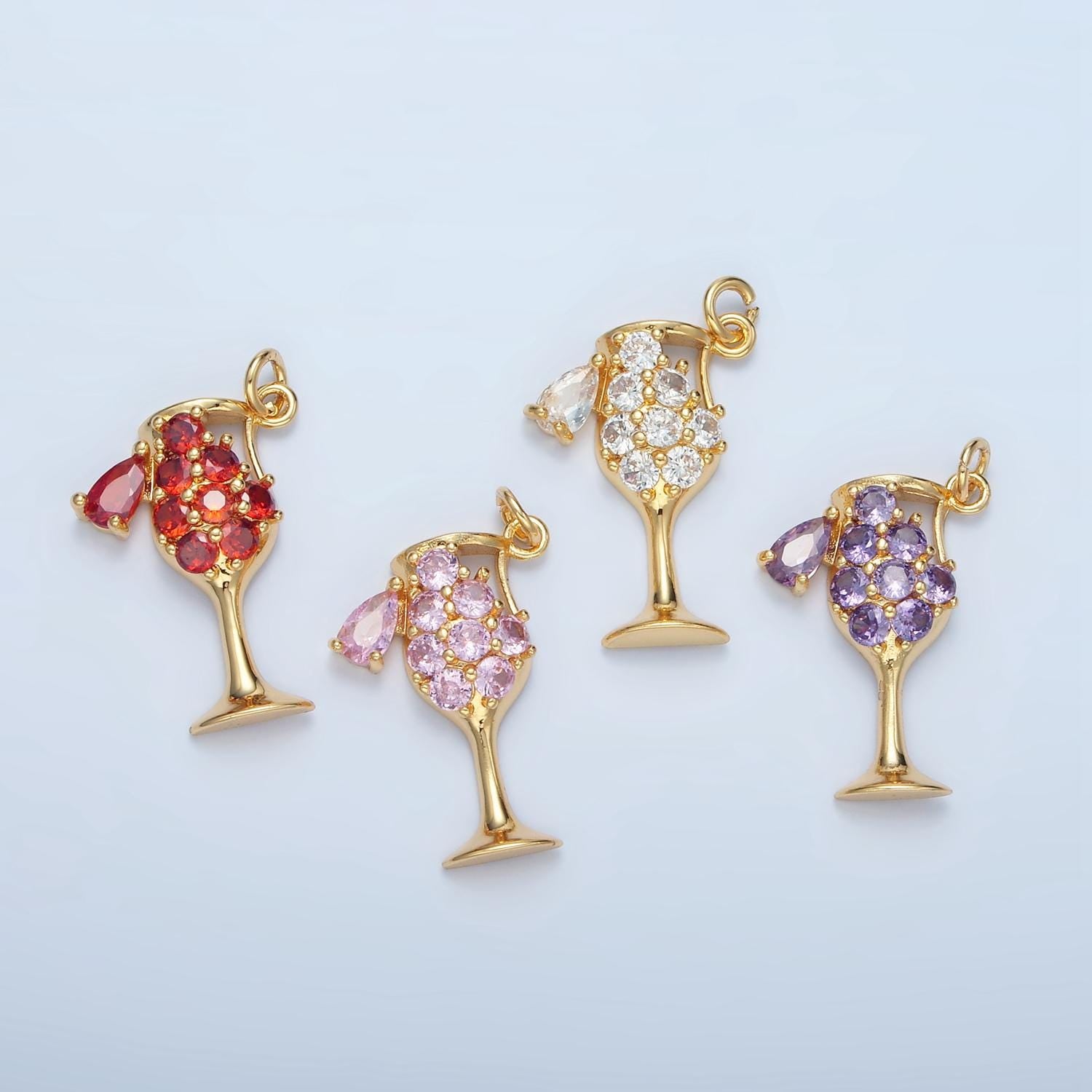 Alcoholic Mimosa Clear, Red, Pink, Purple CZ Drink Charm | E681-E362
