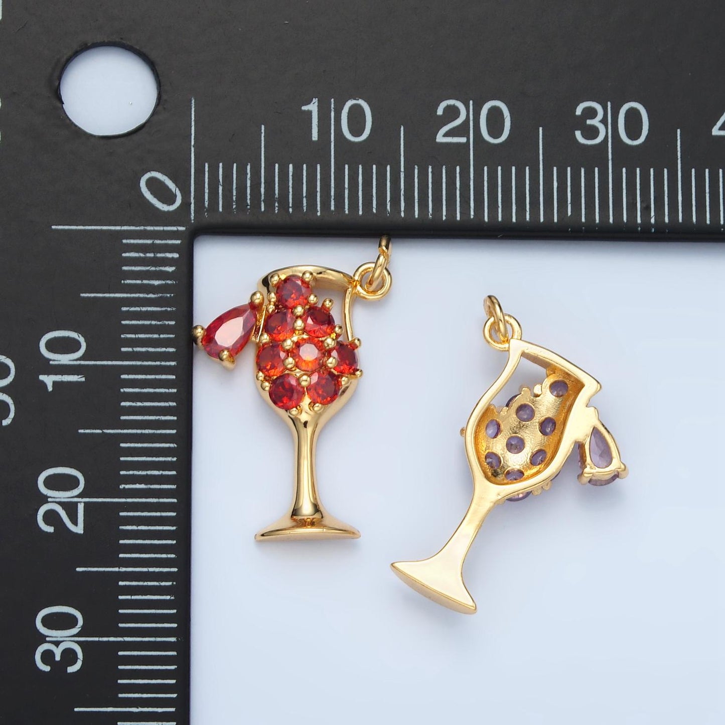 Alcoholic Mimosa Clear, Red, Pink, Purple CZ Drink Charm | E681-E362