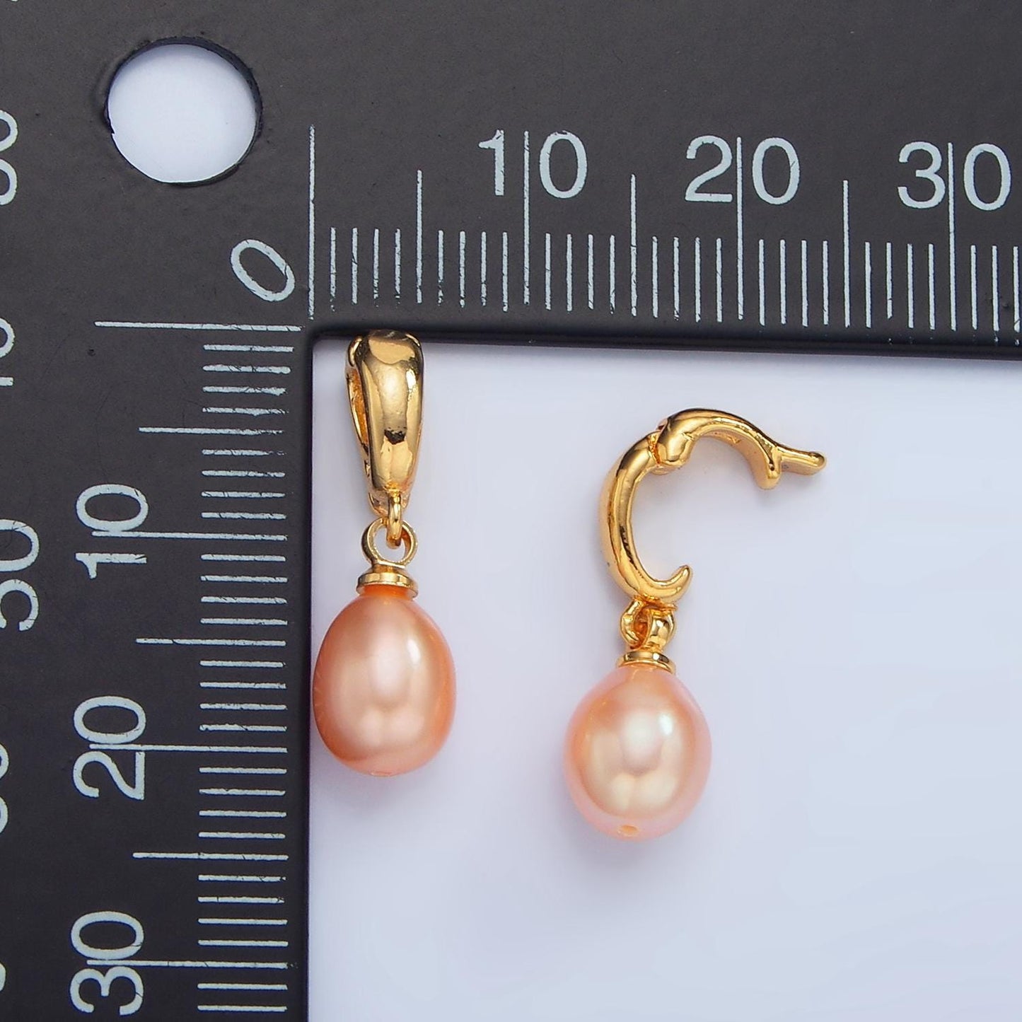 18K Gold Filled 11mm Mauve Pink Freshwater Pearl White Oval Drop Pendant with Enhancer Bail for Necklace | P-1900