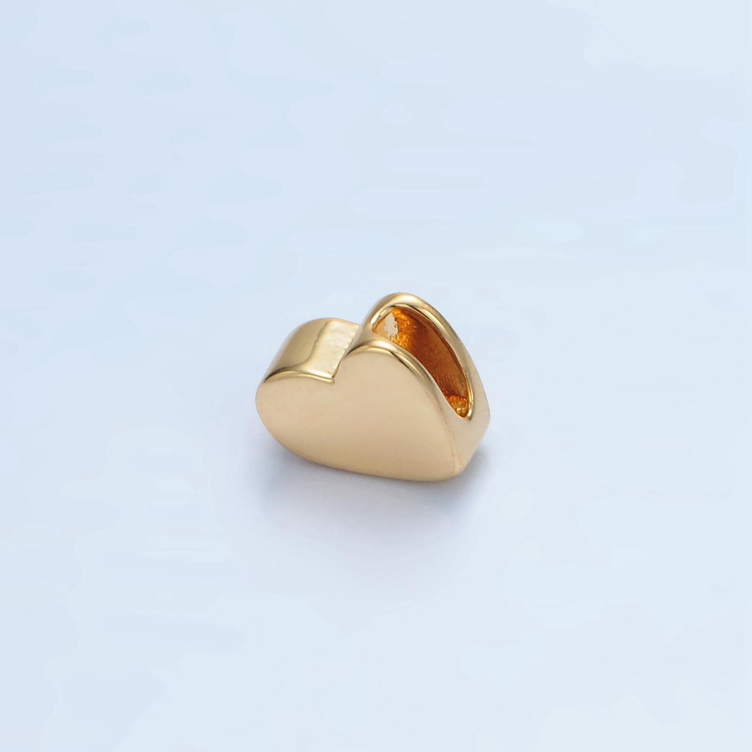 Flat Slanted 10mm Heart Minimal Bead in Gold & Silver | B092