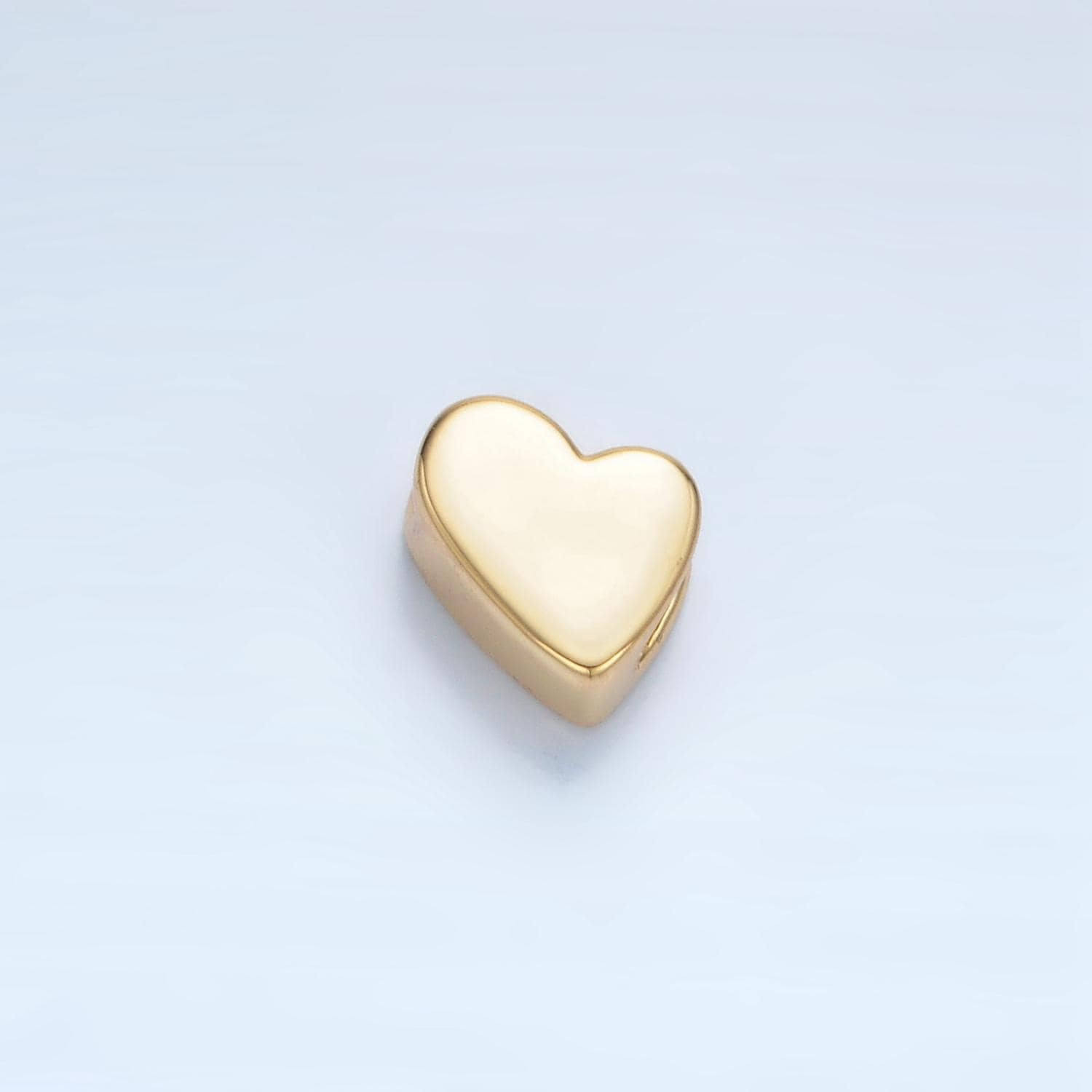 Flat Slanted 10mm Heart Minimal Bead in Gold & Silver | B092