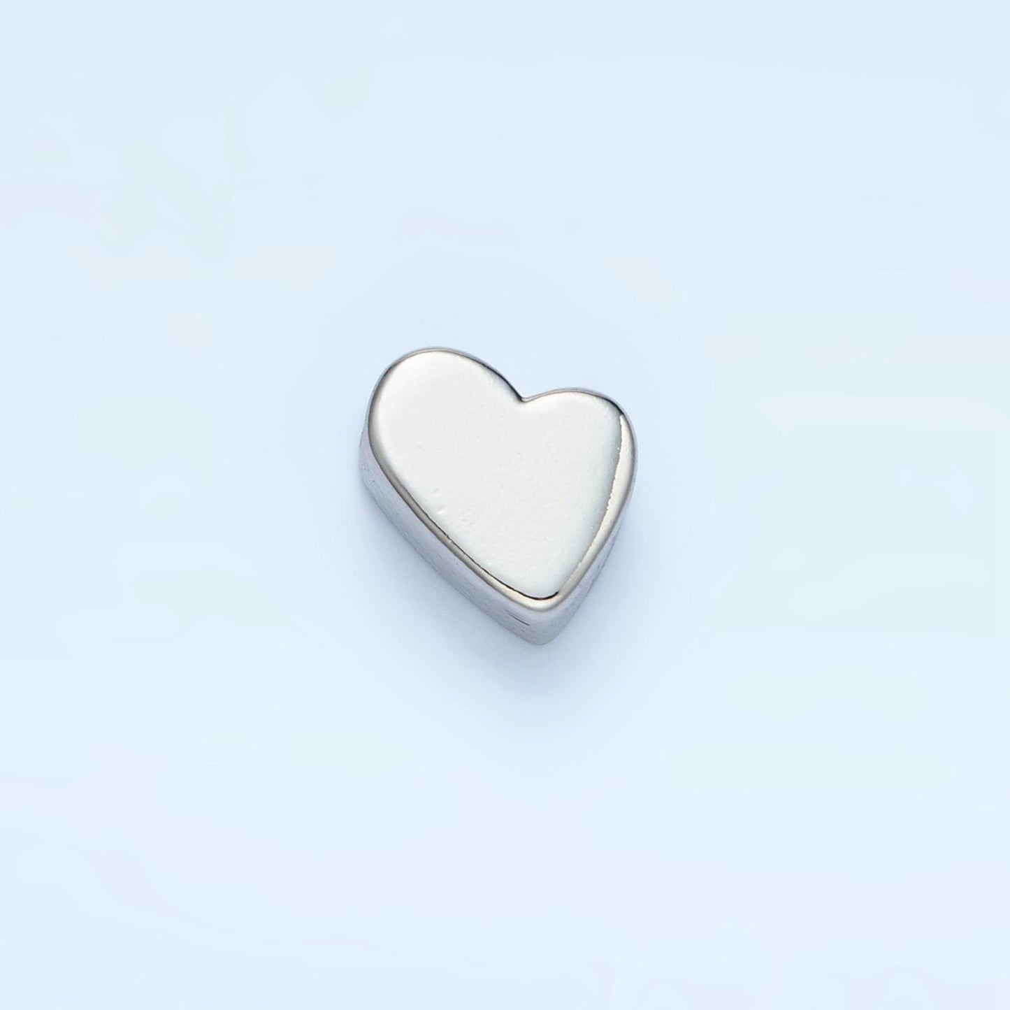 Flat Slanted 10mm Heart Minimal Bead in Gold & Silver | B092