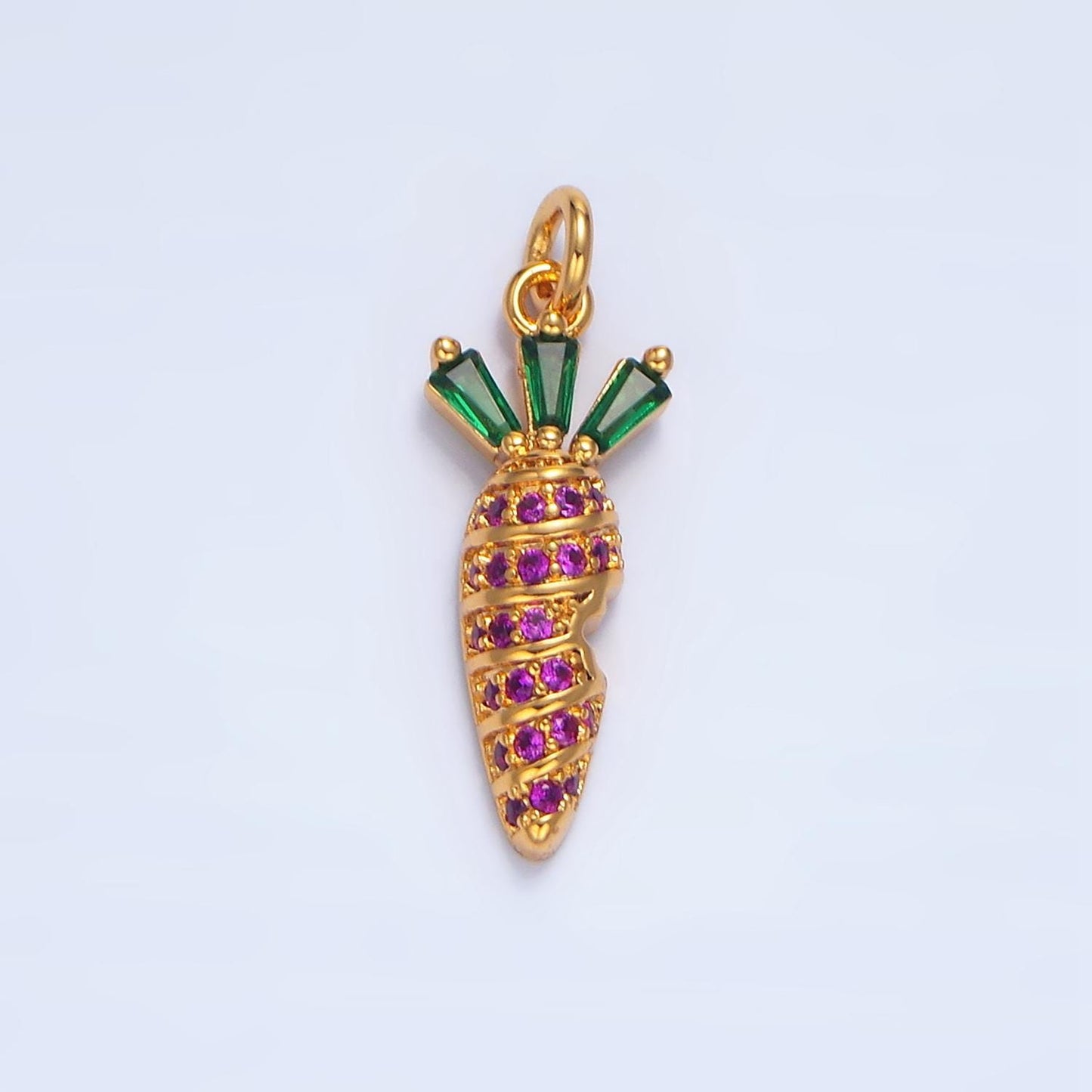 Micro Paved Purple CZ Carrot 7mm 24K Gold Filled Charm | X-617